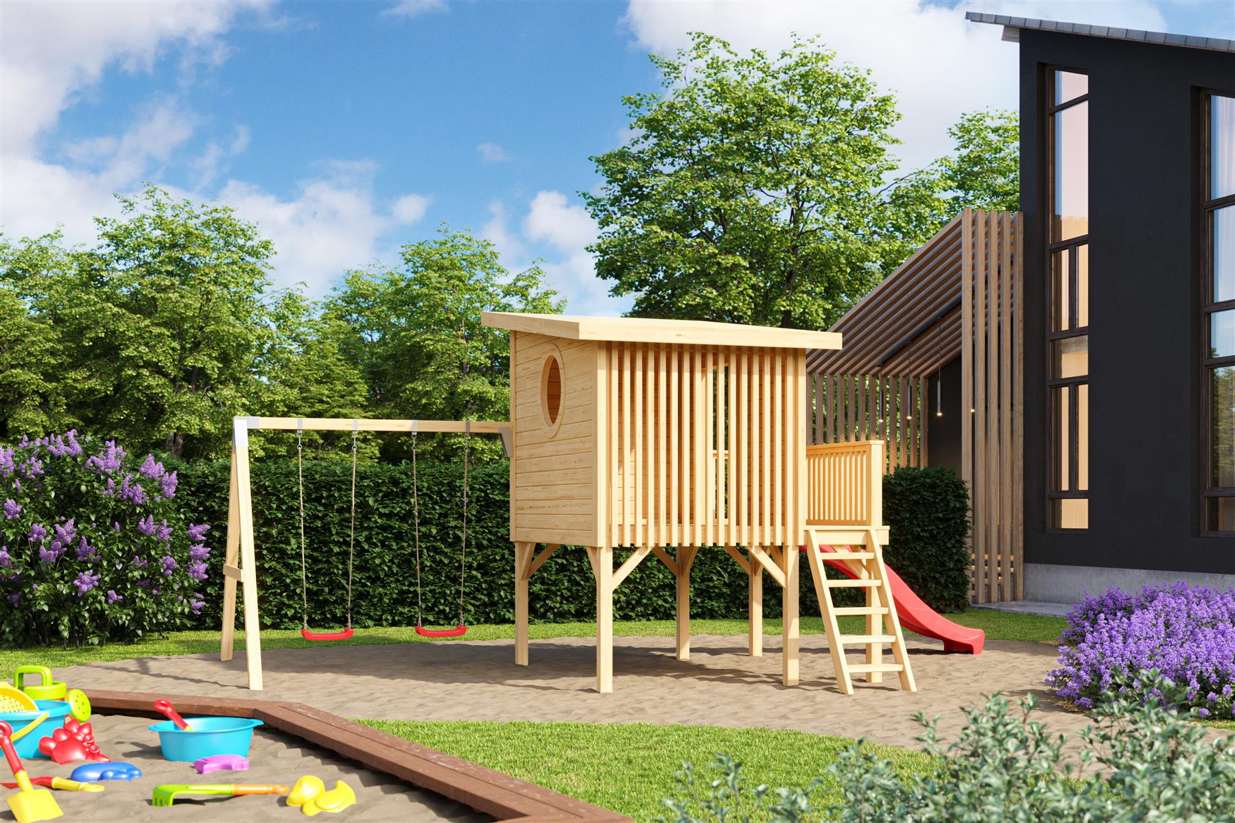 Lasita Maja Tivoli Schauckel-Set Zubehör / Schaukel-set inkl. Pfosten und 2 x Schaukel in rot für Tivoli 1, Naturbelassen Lasita Maja Tivoli Schauckel-Set Zubehör / Schaukel-set inkl. Pfosten und 2 x Schaukel in rot für Tivoli 1, Naturbelassen