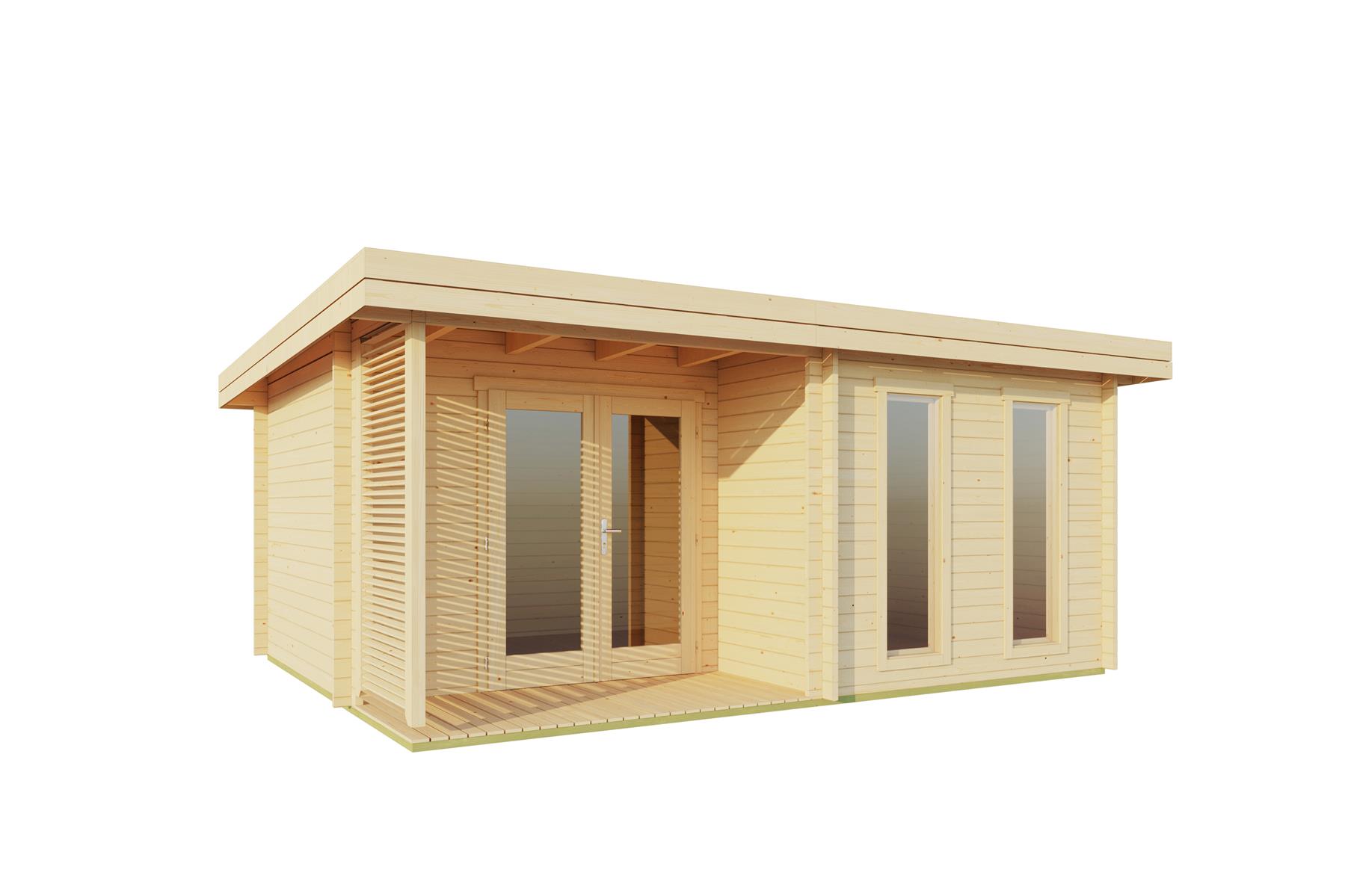 Lasita Maja Orkney Gartenhaus Blockhaus 44 mm mit überdachte Terrasse, 520 x 390, Naturbelassen Lasita Maja Orkney Gartenhaus Blockhaus 44 mm mit überdachte Terrasse, 520 x 390, Naturbelassen