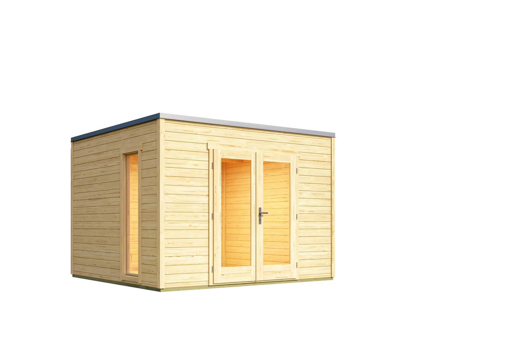Lasita Maja Palermo 1 Holz-Gartenhaus Blockhaus 28mm, 294x300, Naturbelassen