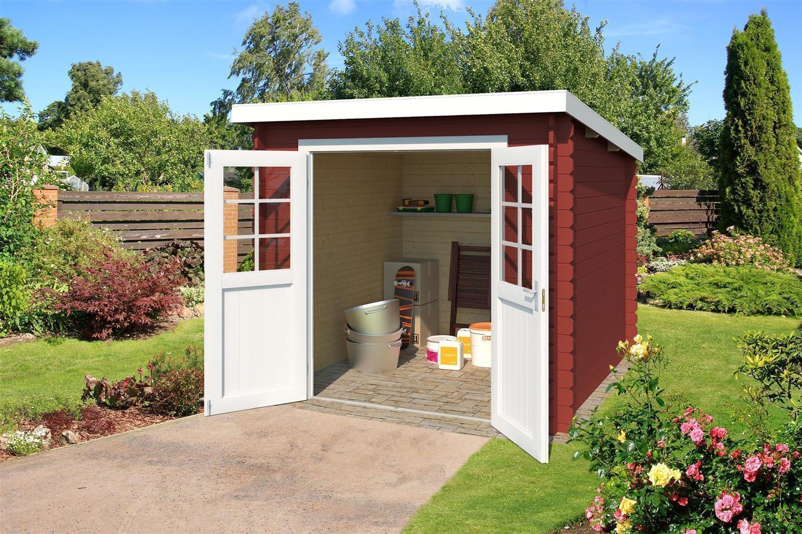 Lasita Maja Indi 230 Holz-Gartenhaus Blockhaus 28mm, 230x230, Schwedenrot