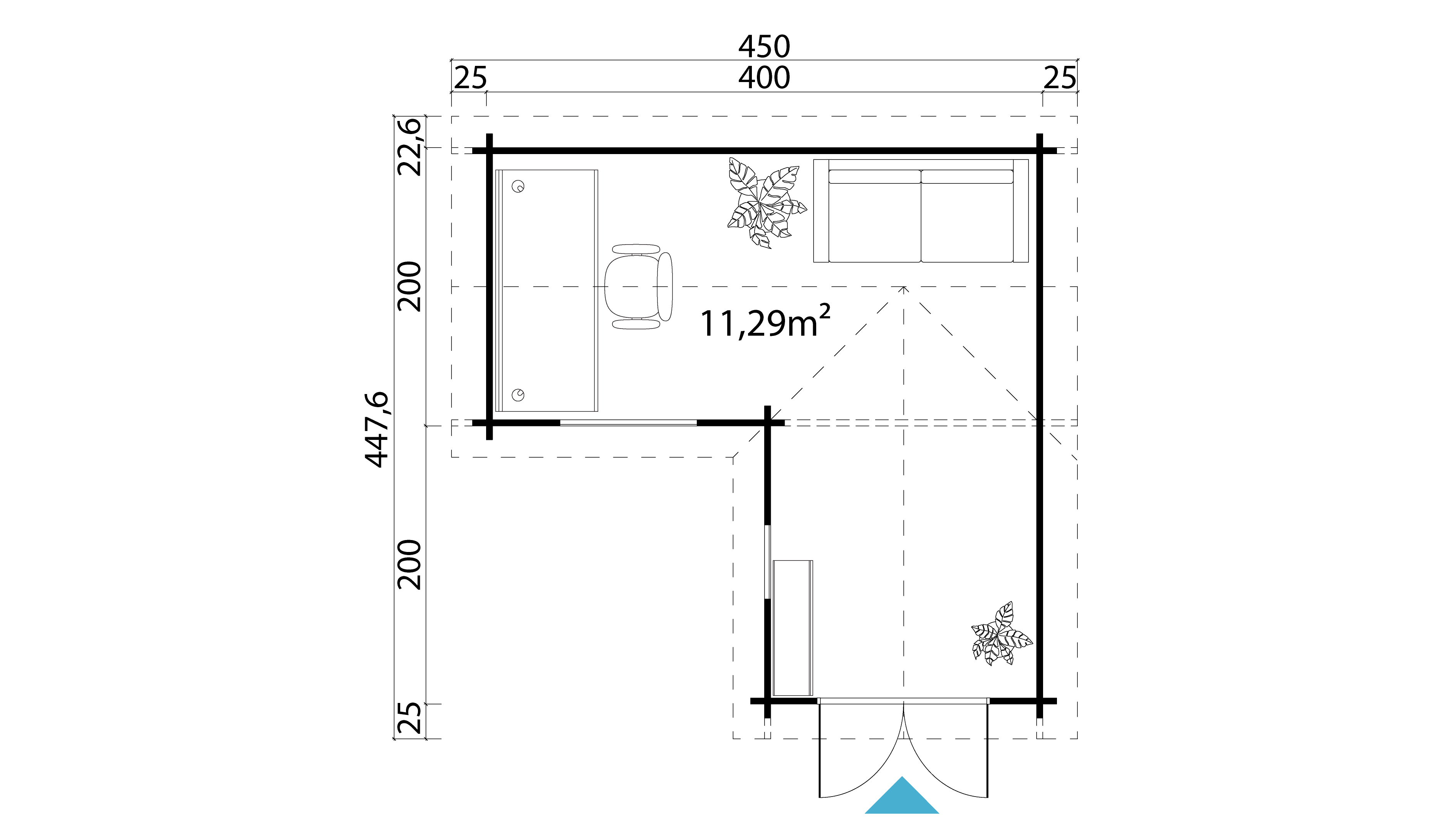 Lasita Maja Portsmouth 44 Gartenhaus Blockhaus 44 mm, 400 x 400, Schwedenrot