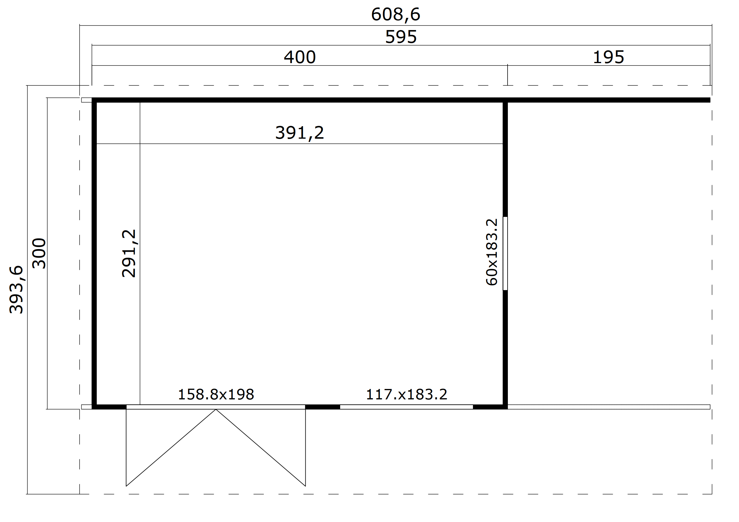 Lasita Maja Domeo 7 Gartenhaus Blockhaus 44 mm mit Anbau, 400 x 300, Naturbelassen