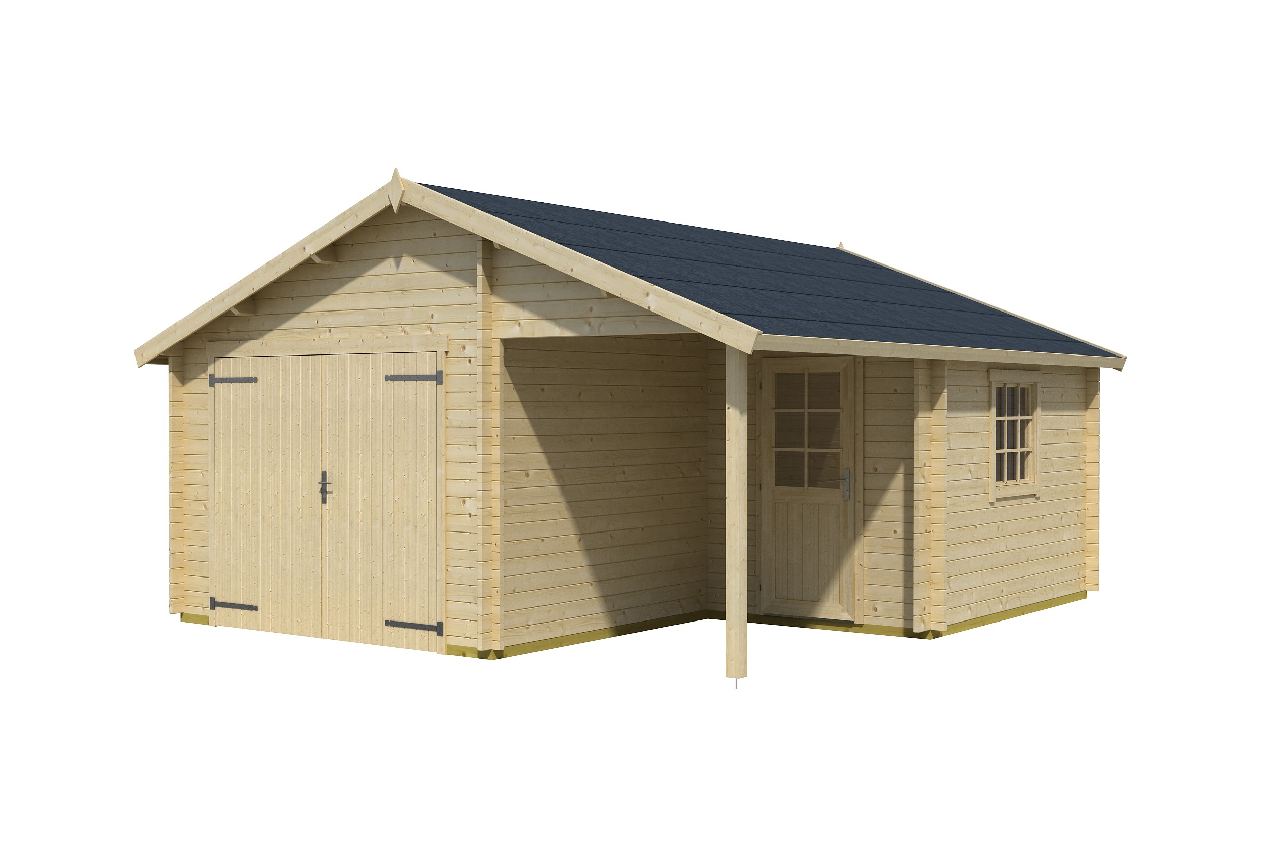 Lasita Maja Nevis Set mit Holztor Garage 44 mm, 500 x 550, Naturbelassen Lasita Maja Nevis Set mit Holztor Garage 44 mm, 500 x 550, Naturbelassen