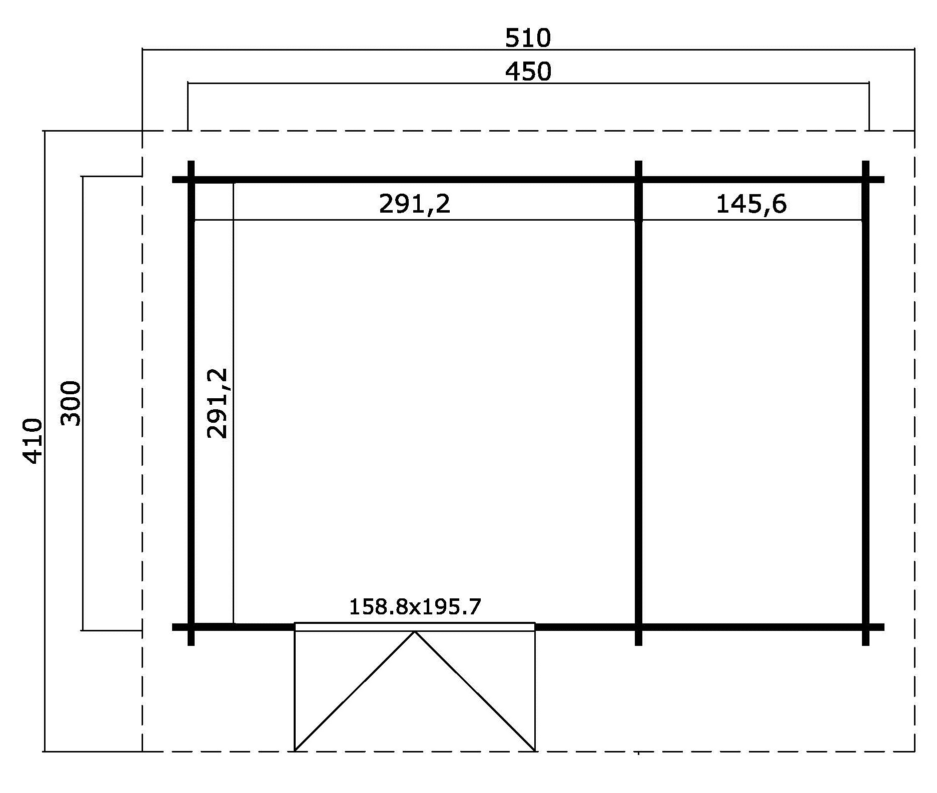 Lasita Maja Chameleon 44 Gartenhaus Blockhaus 44 mm 2-Raum, 450 x 300, Naturbelassen