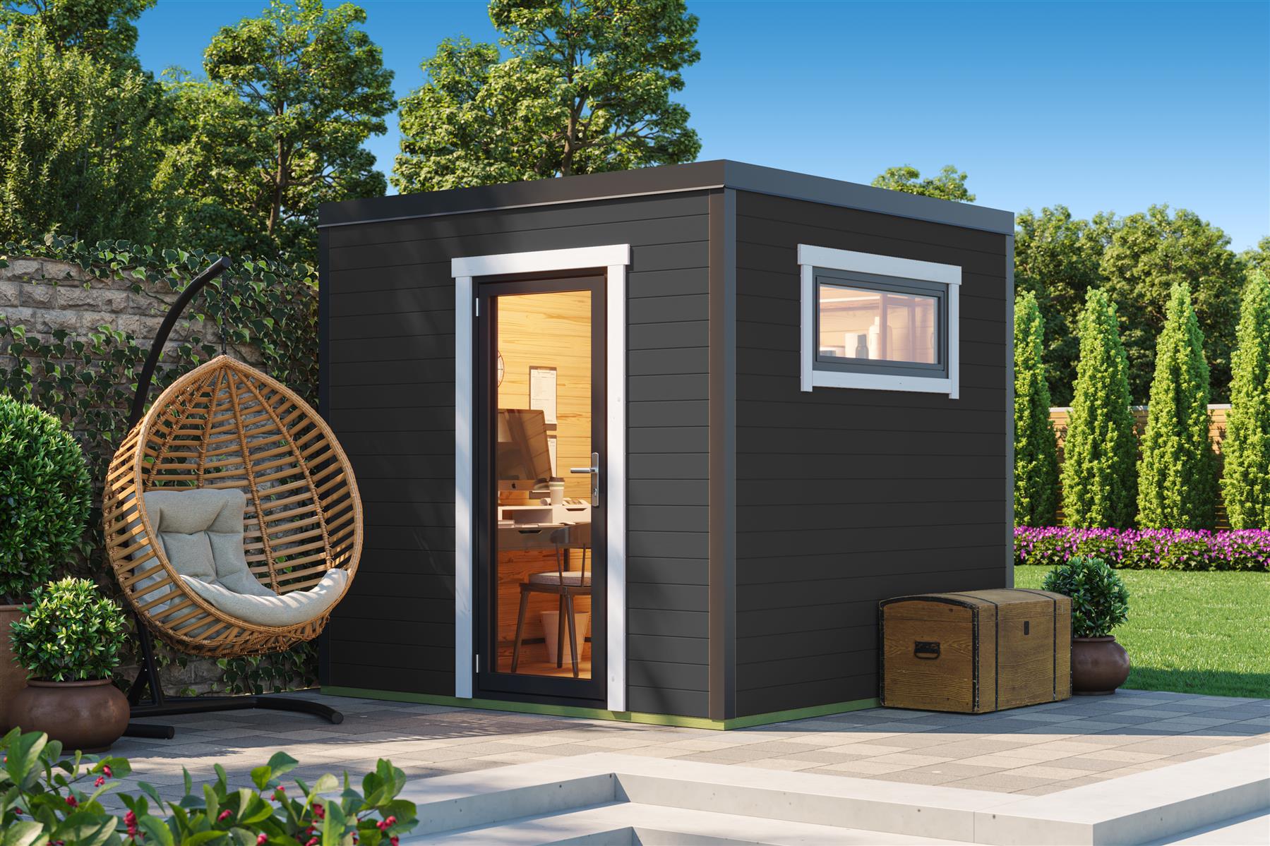 Lasita Maja Sardinia 1 Set Gartenhaus Blockhaus 44 mm, 250x250, Carbongrau Lasita Maja Sardinia 1 Set Gartenhaus Blockhaus 44 mm, 250x250, Carbongrau