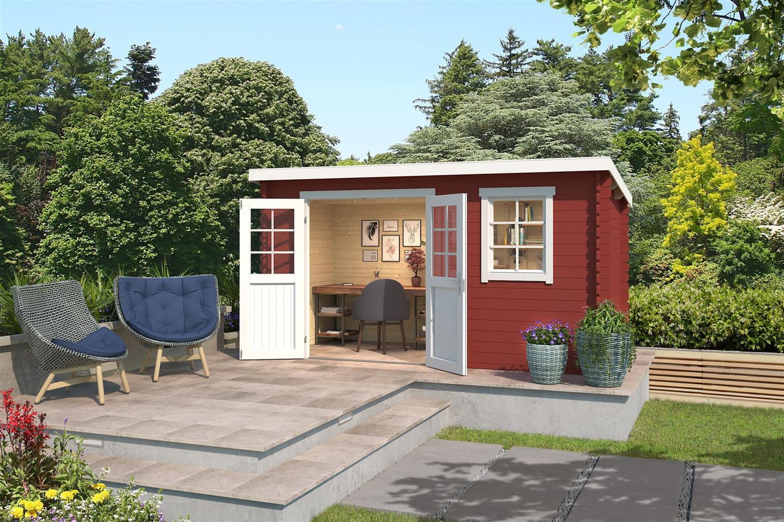 Lasita Maja Amira 175 Holz-Gartenhaus Blockhaus 28mm, 380x175, Schwedenrot