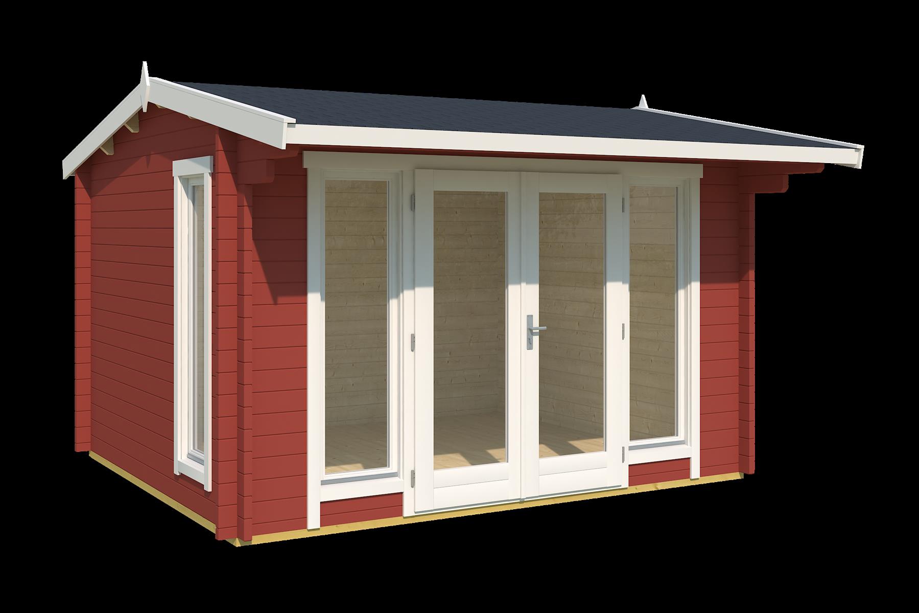 Lasita Maja Jubilee 44 Gartenhaus Blockhaus 44 mm mit Vordach, 350 x 300, Schwedenrot Lasita Maja Jubilee 44 Gartenhaus Blockhaus 44 mm mit Vordach, 350 x 300, Schwedenrot