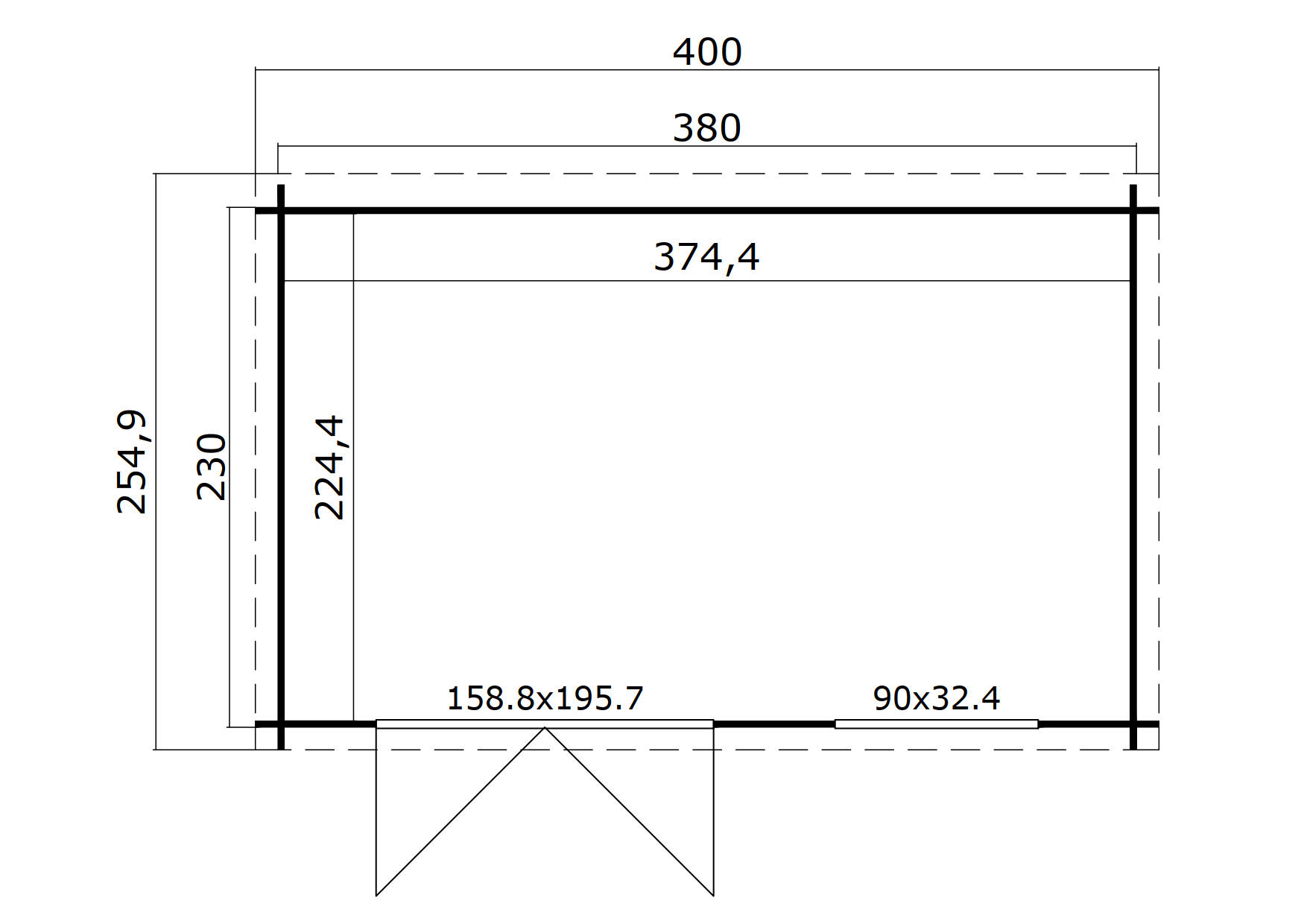 Lasita Maja Augusta Holz-Gartenhaus Blockhaus 28mm, 380x230, Carbongrau