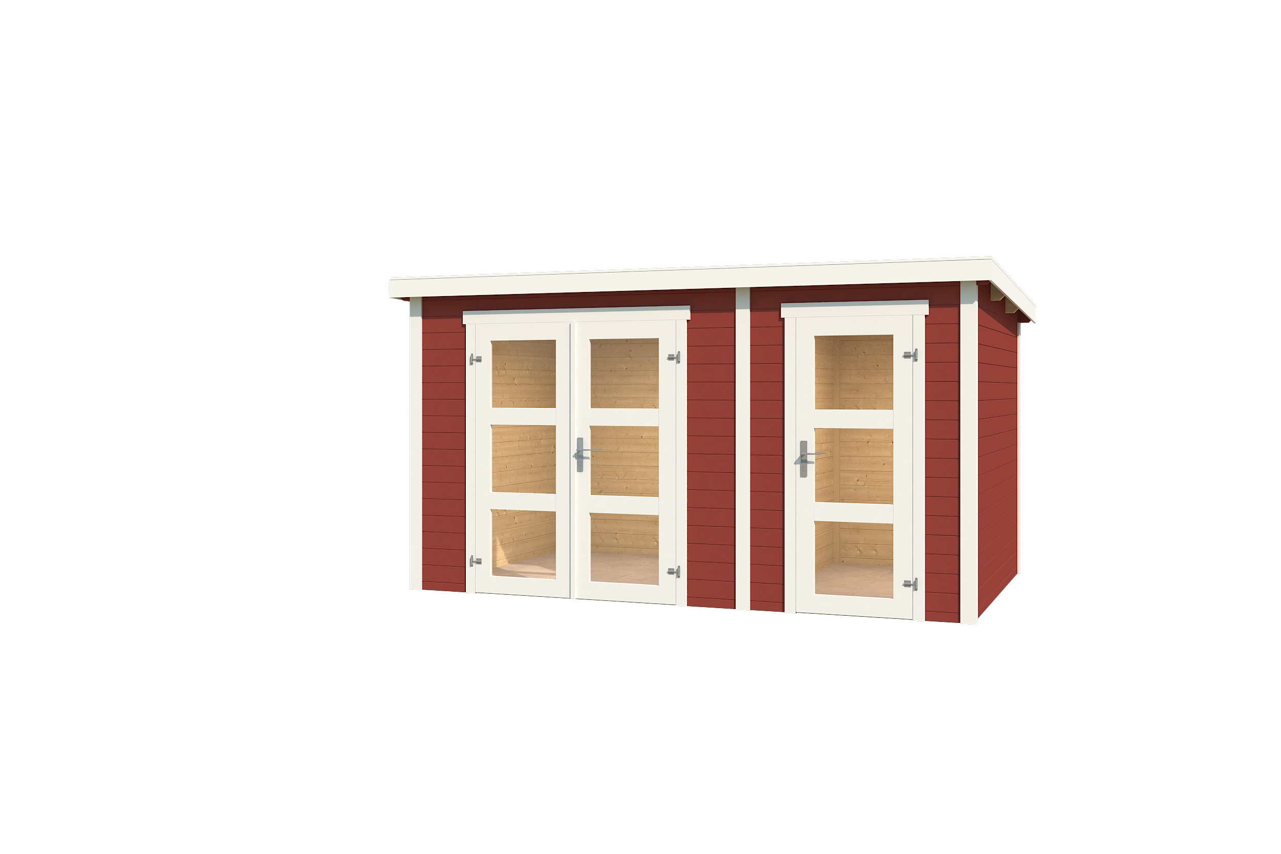 Lasita Maja Zambezi Xl Holz-Gartenhaus Blockhaus 28mm, 2-Raum, 380x240, Schwedenrot