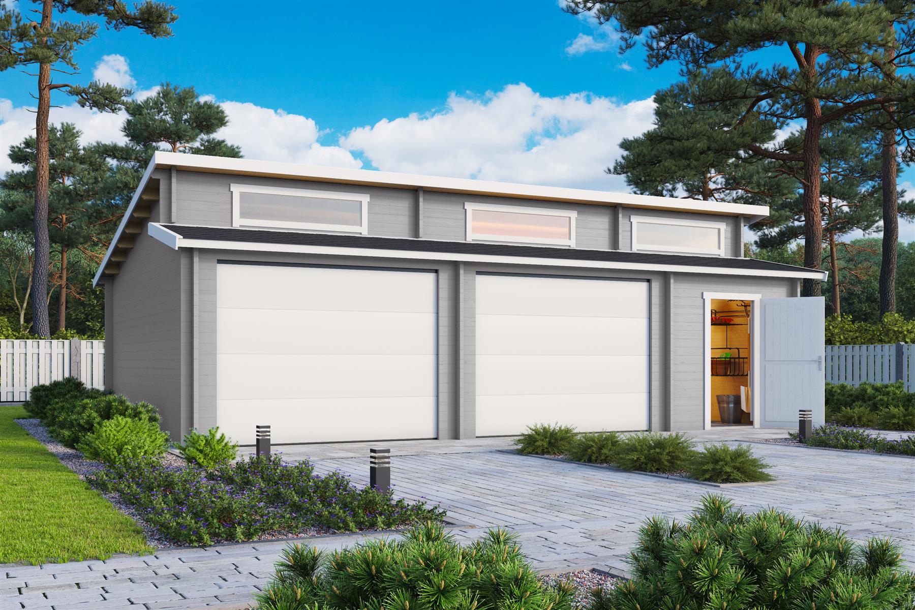 Lasita Maja Hawaii Set mit Sektionaltor Garage 44 mm 2-Raum, 780 x 520, Lichtgrau Lasita Maja Hawaii Set mit Sektionaltor Garage 44 mm 2-Raum, 780 x 520, Lichtgrau