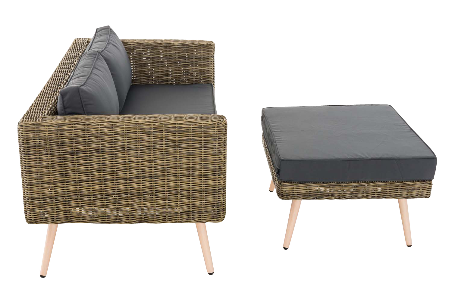 2er Sofa Molde mit Fußhocker Rundrattan natura 40 cm (Hellbraun) 2er Sofa Molde mit Fußhocker Rundrattan natura 40 cm (Hellbraun)