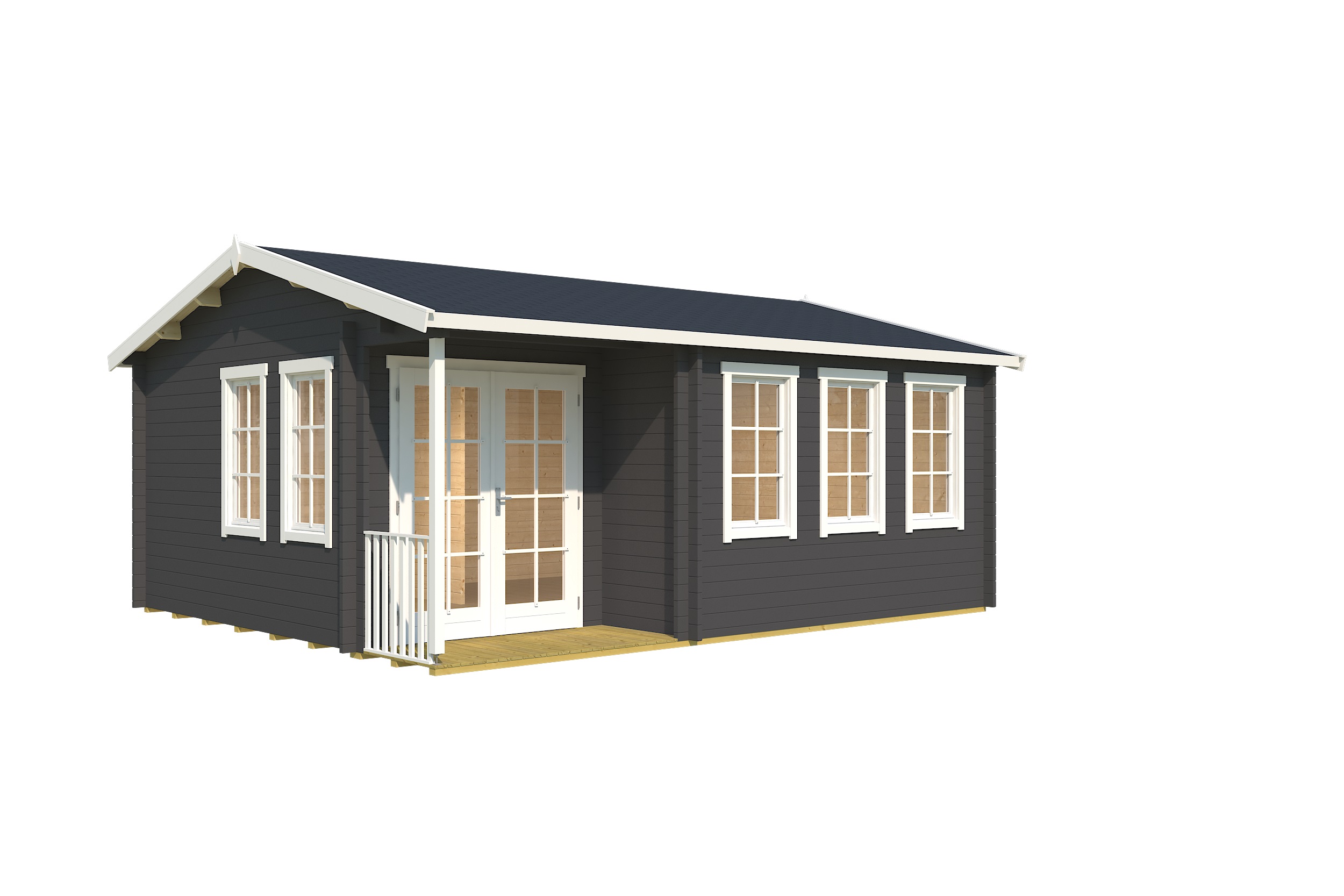 Lasita Maja Sri Lanka Set Silber Gartenhaus Blockhaus 44 mm mit 2-Raum und überdachte Terrasse, 560 x 480, Carbongrau Lasita Maja Sri Lanka Set Silber Gartenhaus Blockhaus 44 mm mit 2-Raum und überdachte Terrasse, 560 x 480, Carbongrau