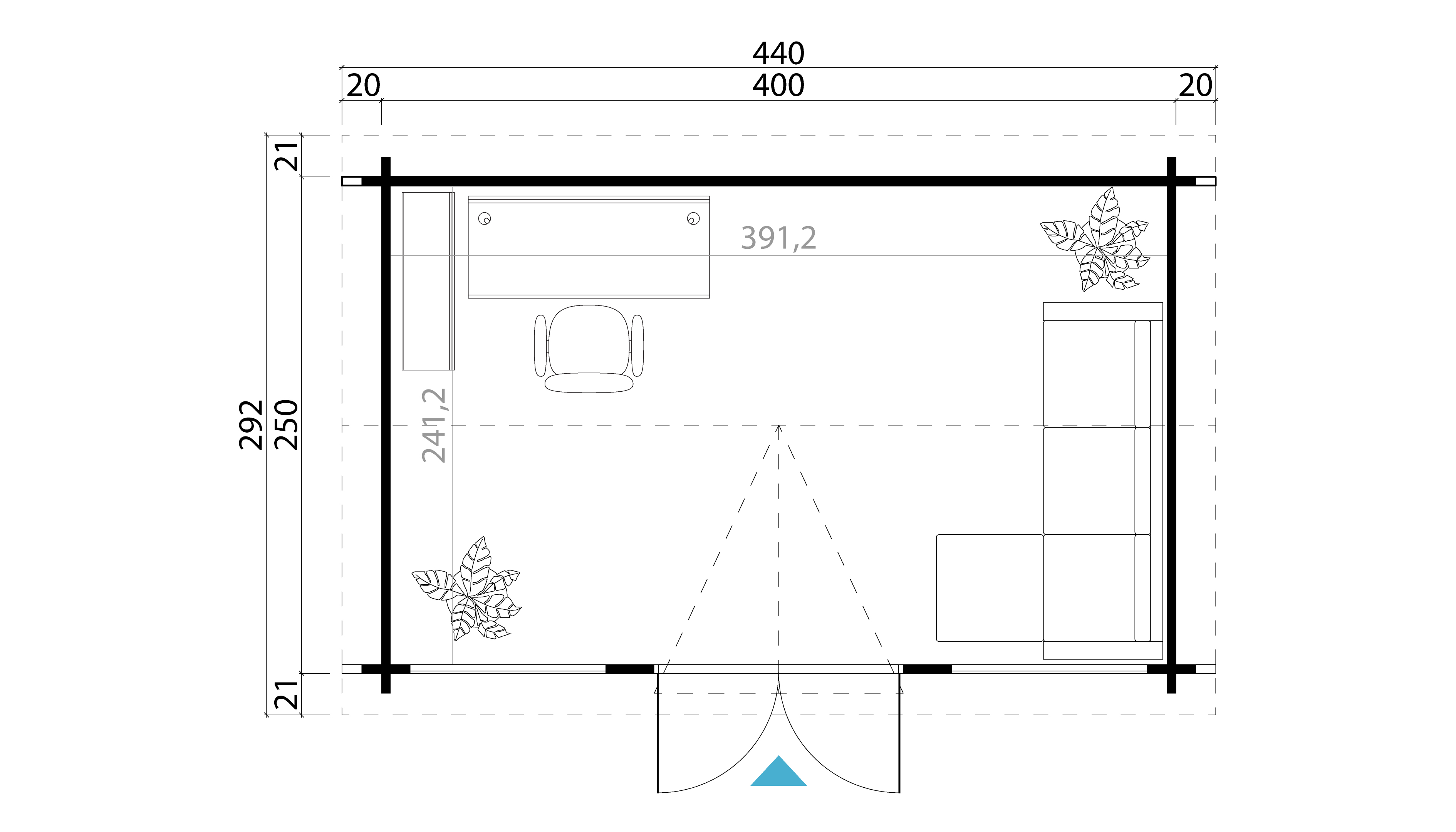 Lasita Maja Kensington Gartenhaus Blockhaus 44 mm, 400 x 250, Schwedenrot