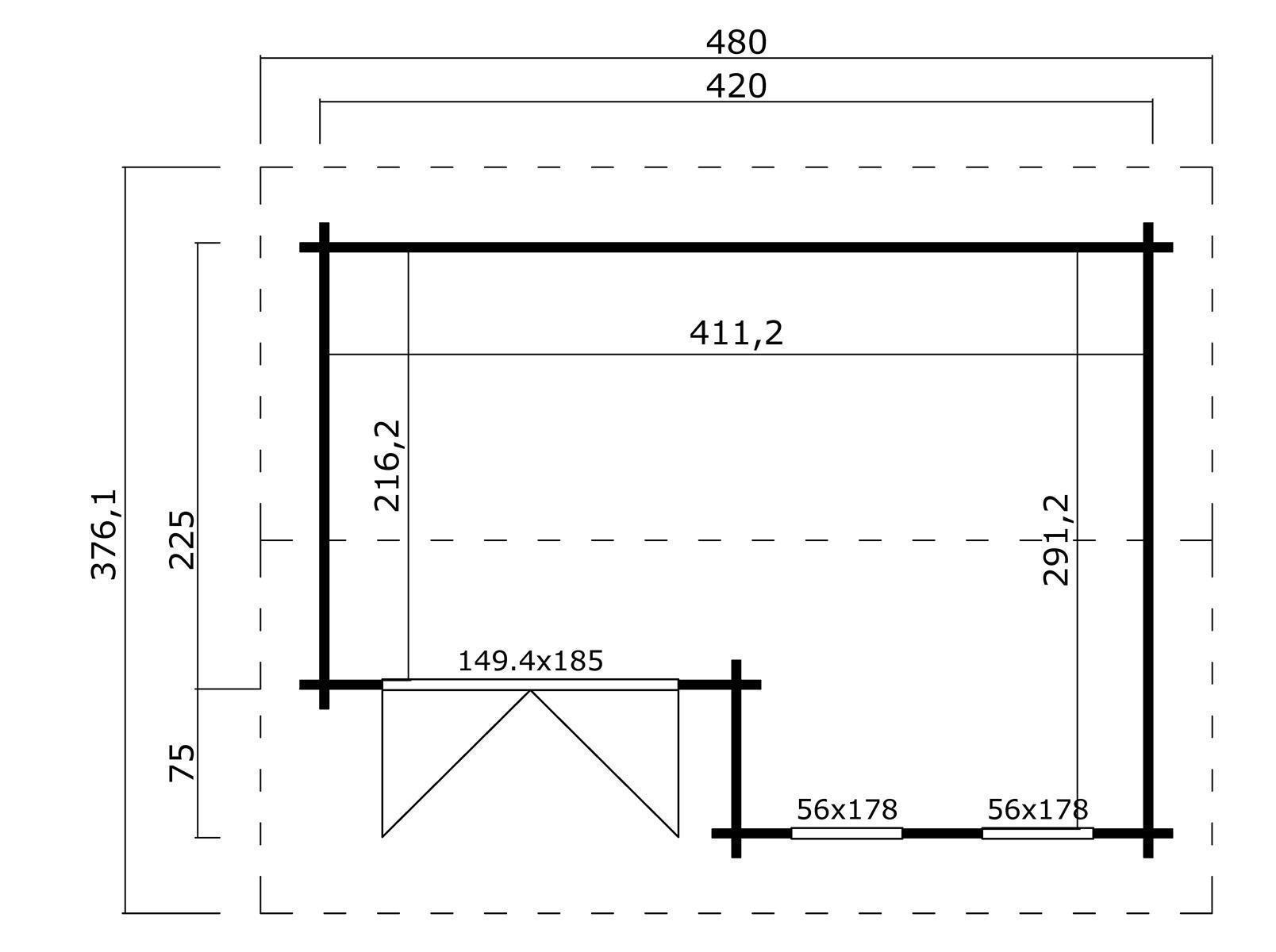 Lasita Maja Hampshire Gartenhaus Blockhaus 44 mm mit überdachte Terrasse, 420 x 300, Lichtgrau Lasita Maja Hampshire Gartenhaus Blockhaus 44 mm mit überdachte Terrasse, 420 x 300, Lichtgrau