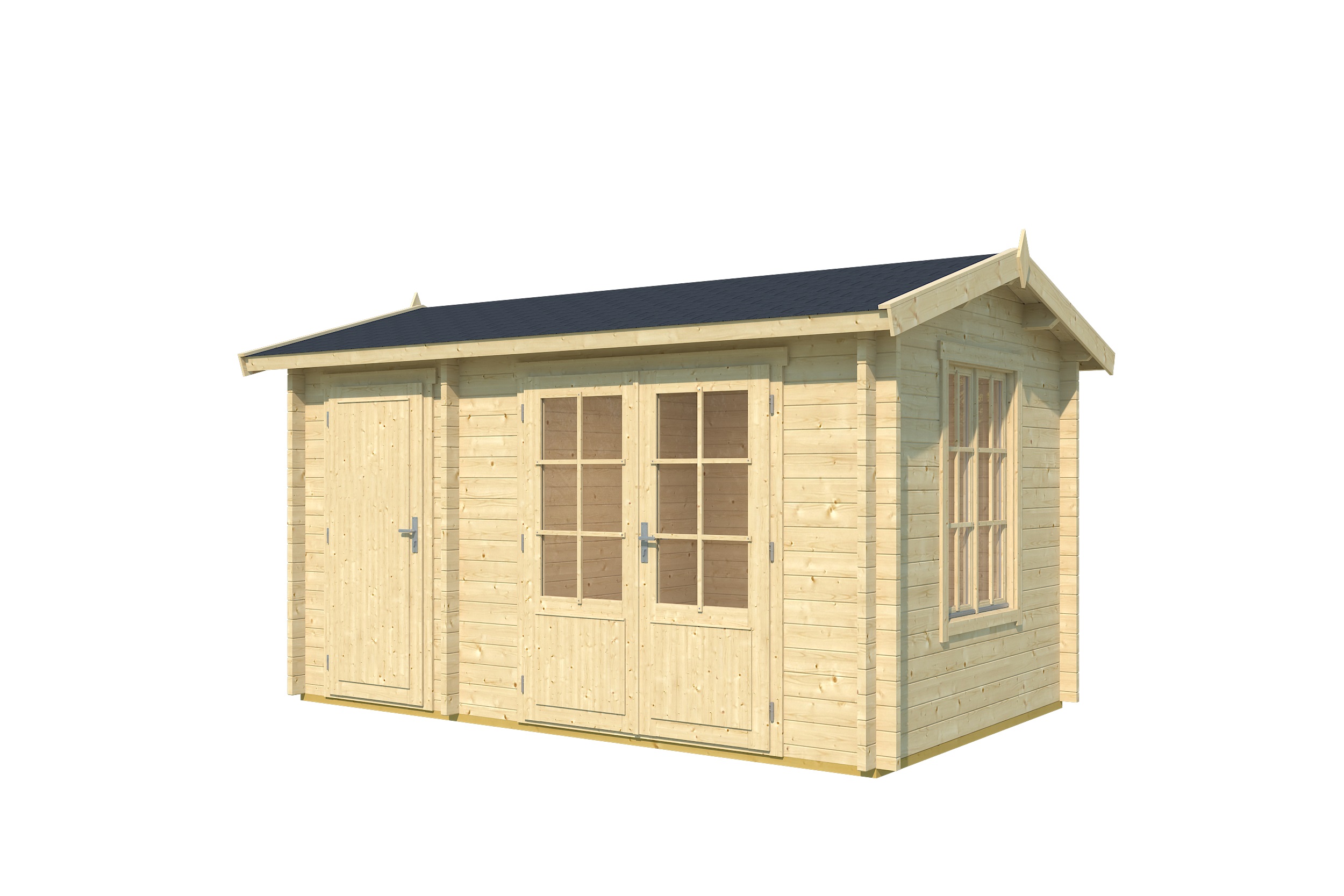 Lasita Maja Wrexham 1 Gartenhaus Blockhaus 44 mm 2-Raum, 390 x 240, Naturbelassen