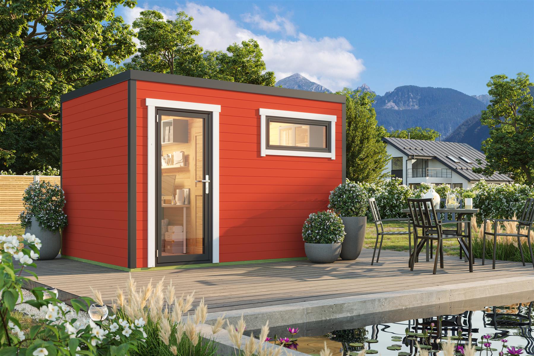 Lasita Maja Sardinia 2 Set Gartenhaus Blockhaus 44 mm 2-Räume, 350x250, Schwedenrot Lasita Maja Sardinia 2 Set Gartenhaus Blockhaus 44 mm 2-Räume, 350x250, Schwedenrot