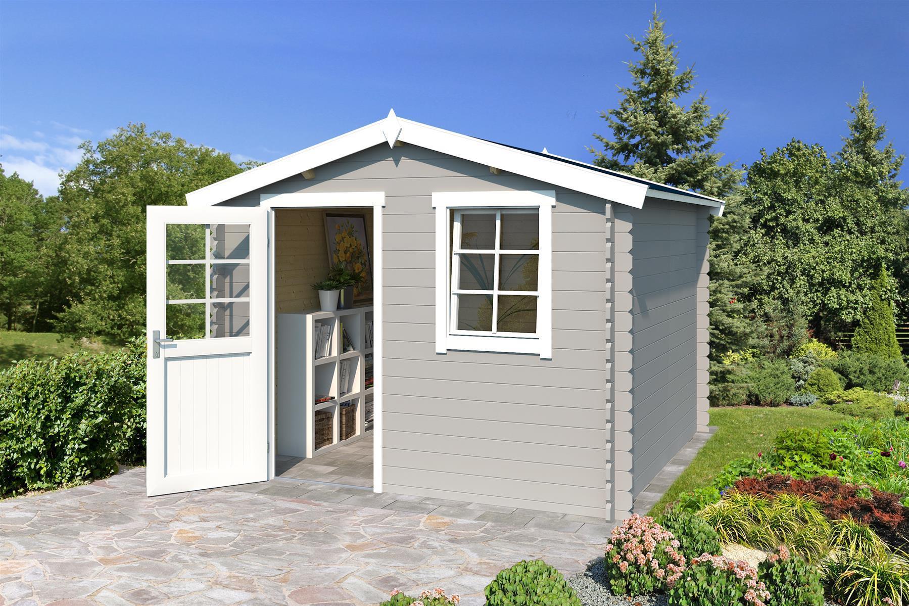 Lasita Maja Nina 175 Holz-Gartenhaus Blockhaus 28mm, 275x175, Lichtgrau
