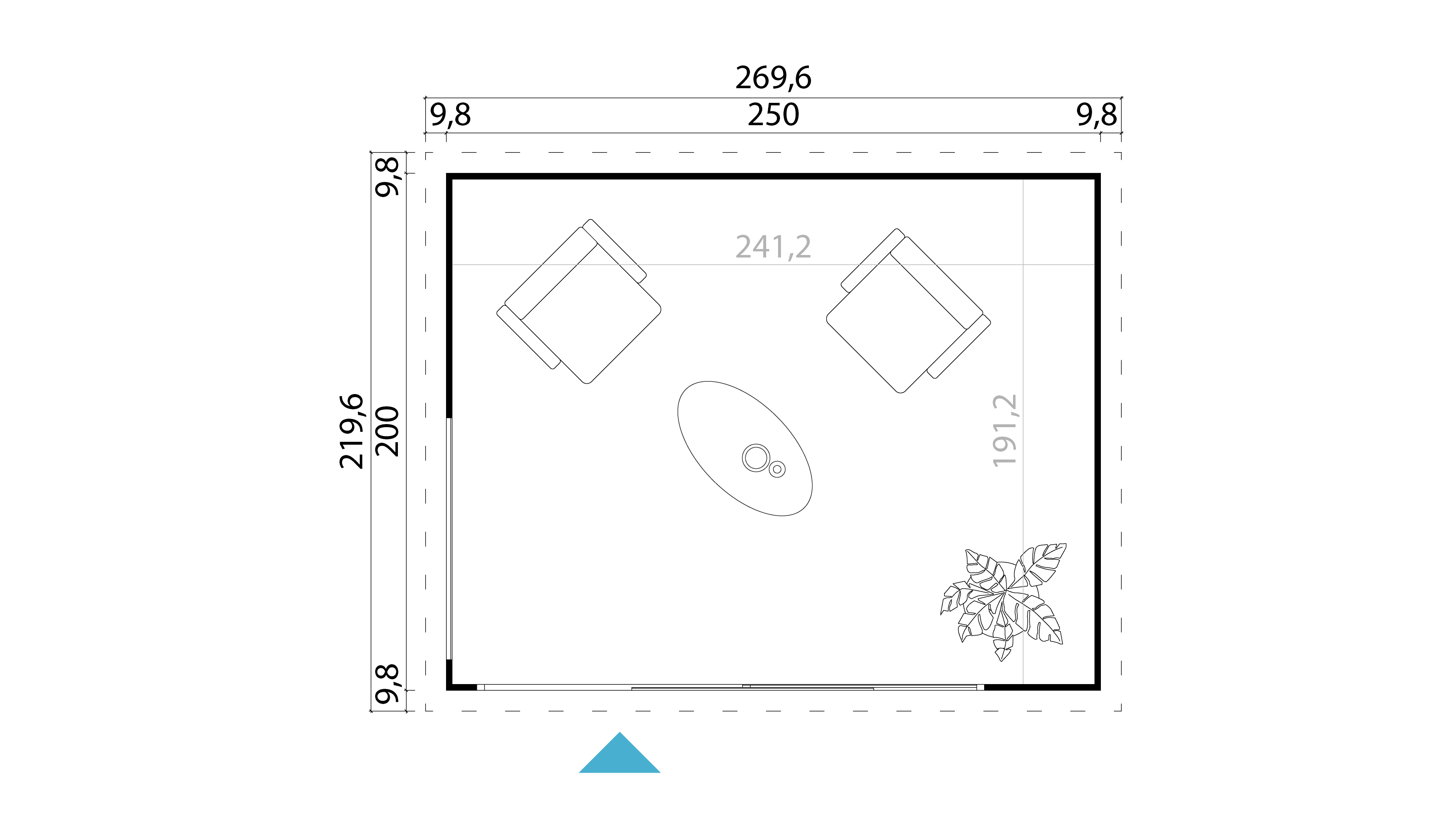 Lasita Maja Domeo Mini Gartenhaus Blockhaus 44 mm, 250 x 200, Carbongrau