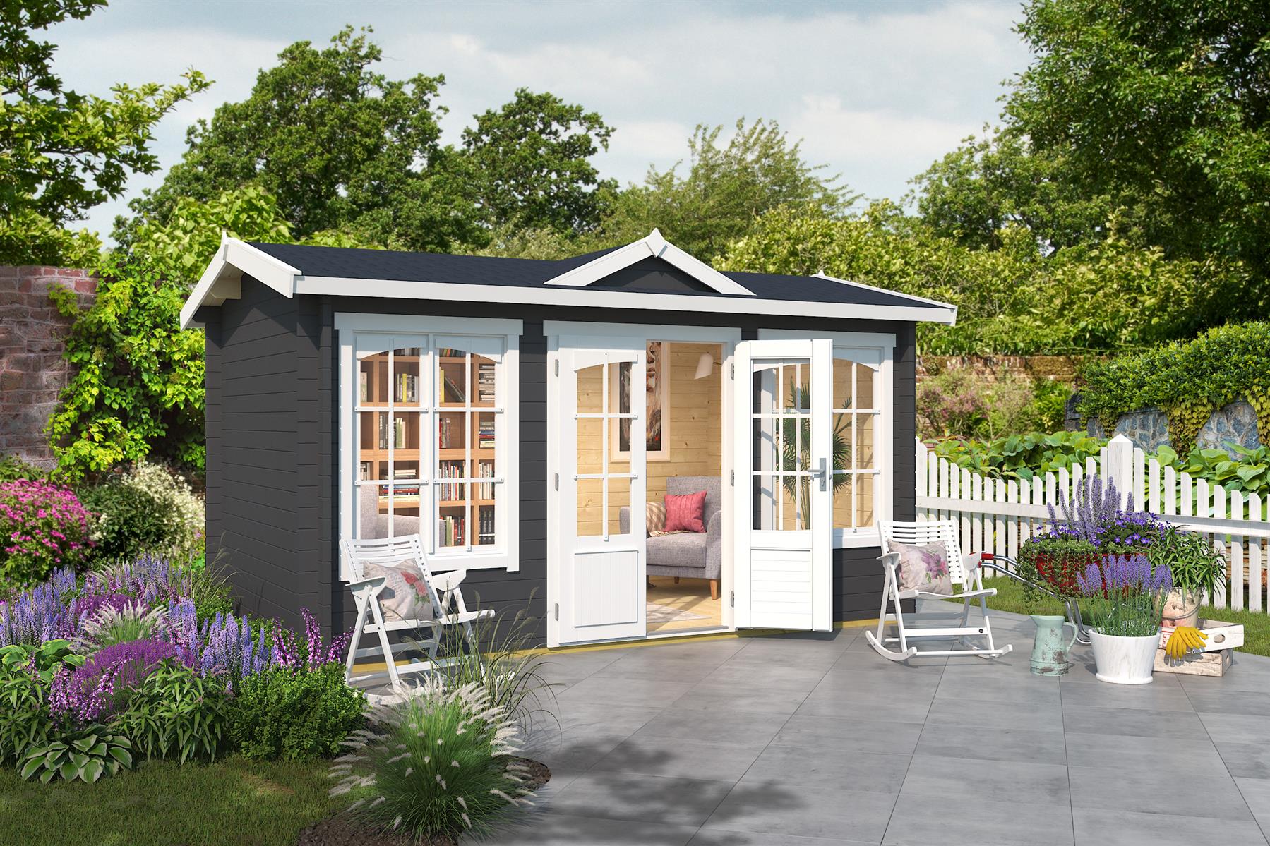 Lasita Maja Kensington Gartenhaus Blockhaus 44 mm, 400 x 250, Carbongrau Lasita Maja Kensington Gartenhaus Blockhaus 44 mm, 400 x 250, Carbongrau