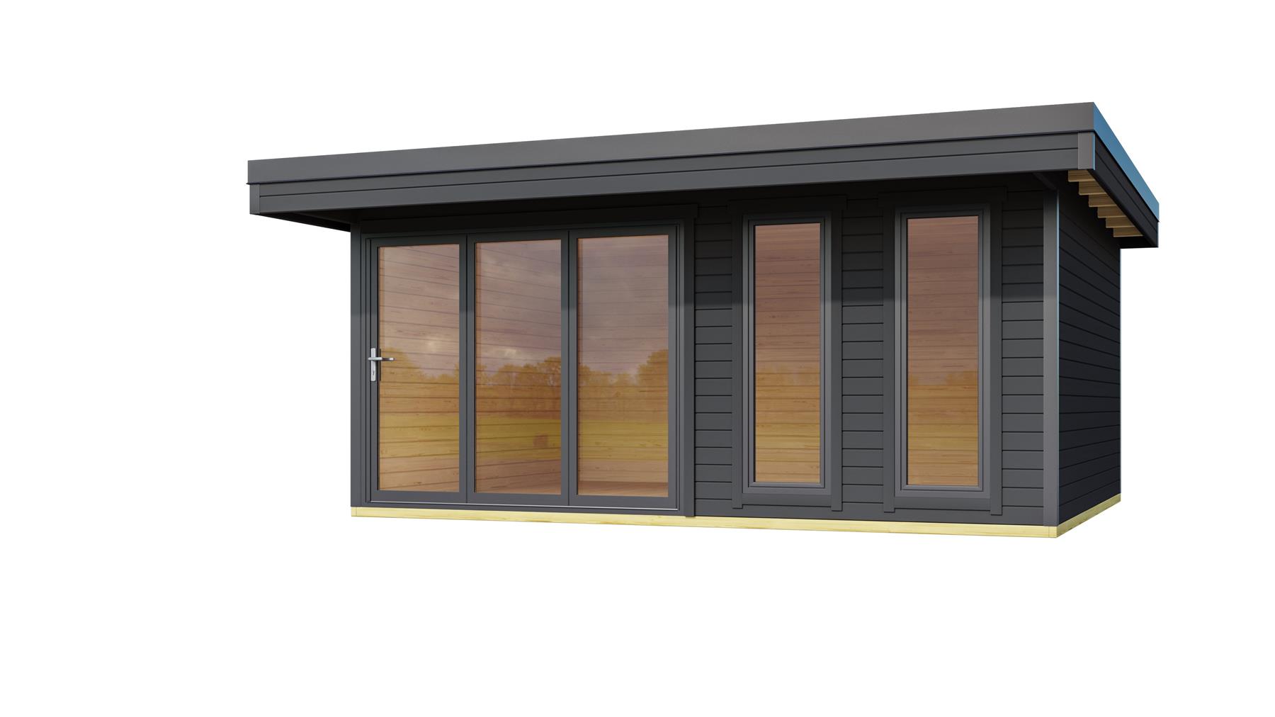 Lasita Maja Domeo 8 Gartenhaus Blockhaus 44 mm, 500 x 400, Carbongrau