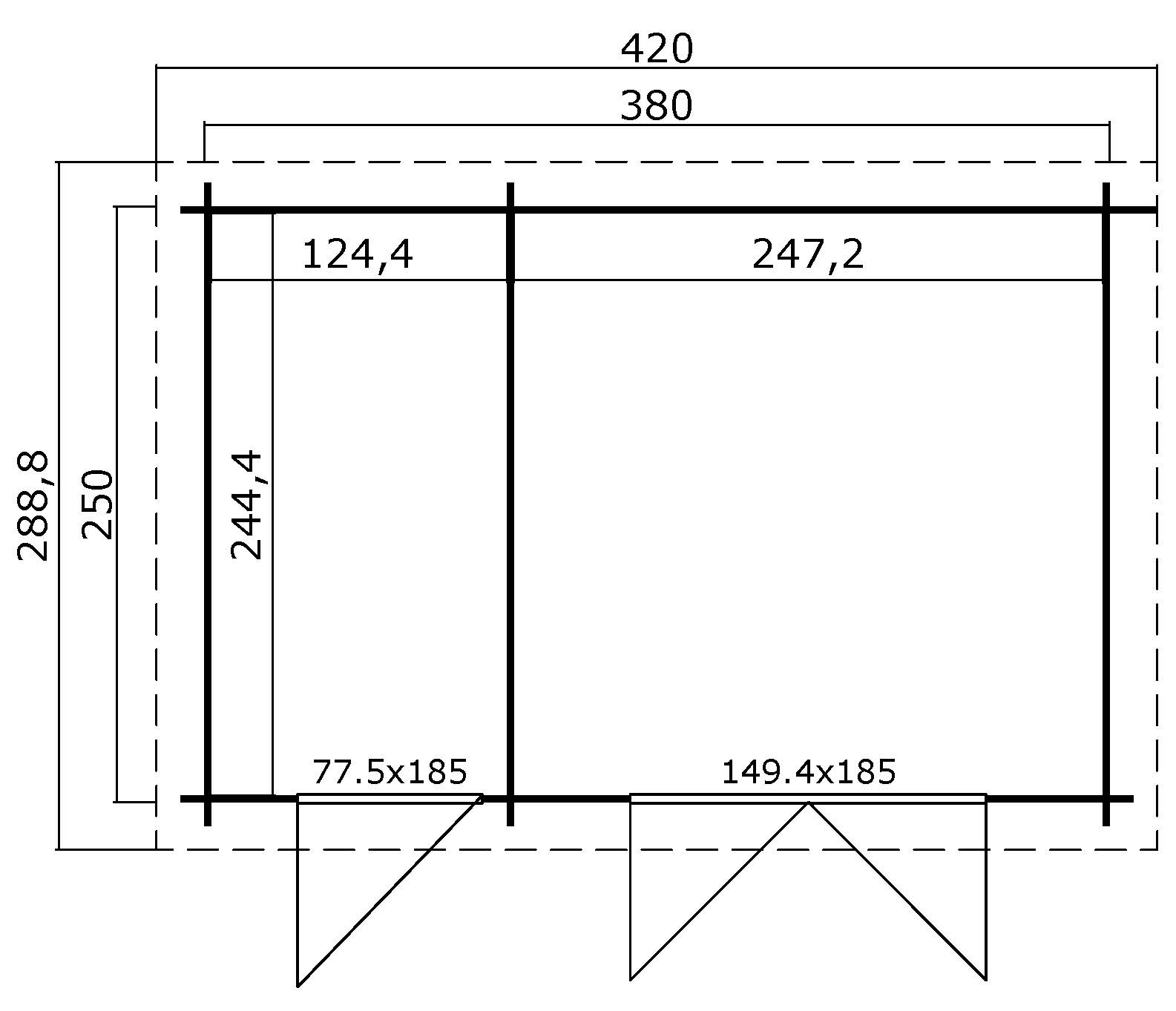 Lasita Maja Belmont 1 Holz-Gartenhaus Blockhaus 28mm, 2-Raum, 380x250, Carbongrau