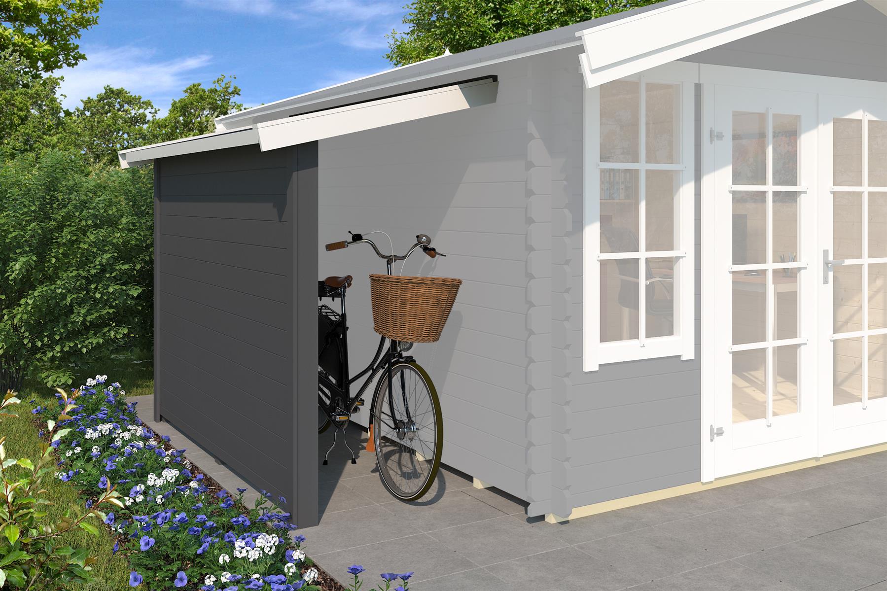 Lasita Maja Schleppdach mit Seitenwand 90 X 240 B Schleppdach 28 mm, 2200x900, Carbongrau Lasita Maja Schleppdach mit Seitenwand 90 X 240 B Schleppdach 28 mm, 2200x900, Carbongrau