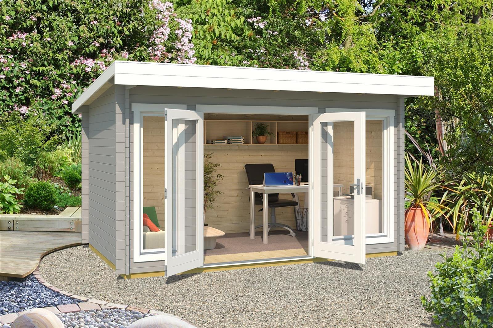 Lasita Maja Dorset 1 Gartenhaus Blockhaus 34 mm, 390 x 250, Lichtgrau Lasita Maja Dorset 1 Gartenhaus Blockhaus 34 mm, 390 x 250, Lichtgrau