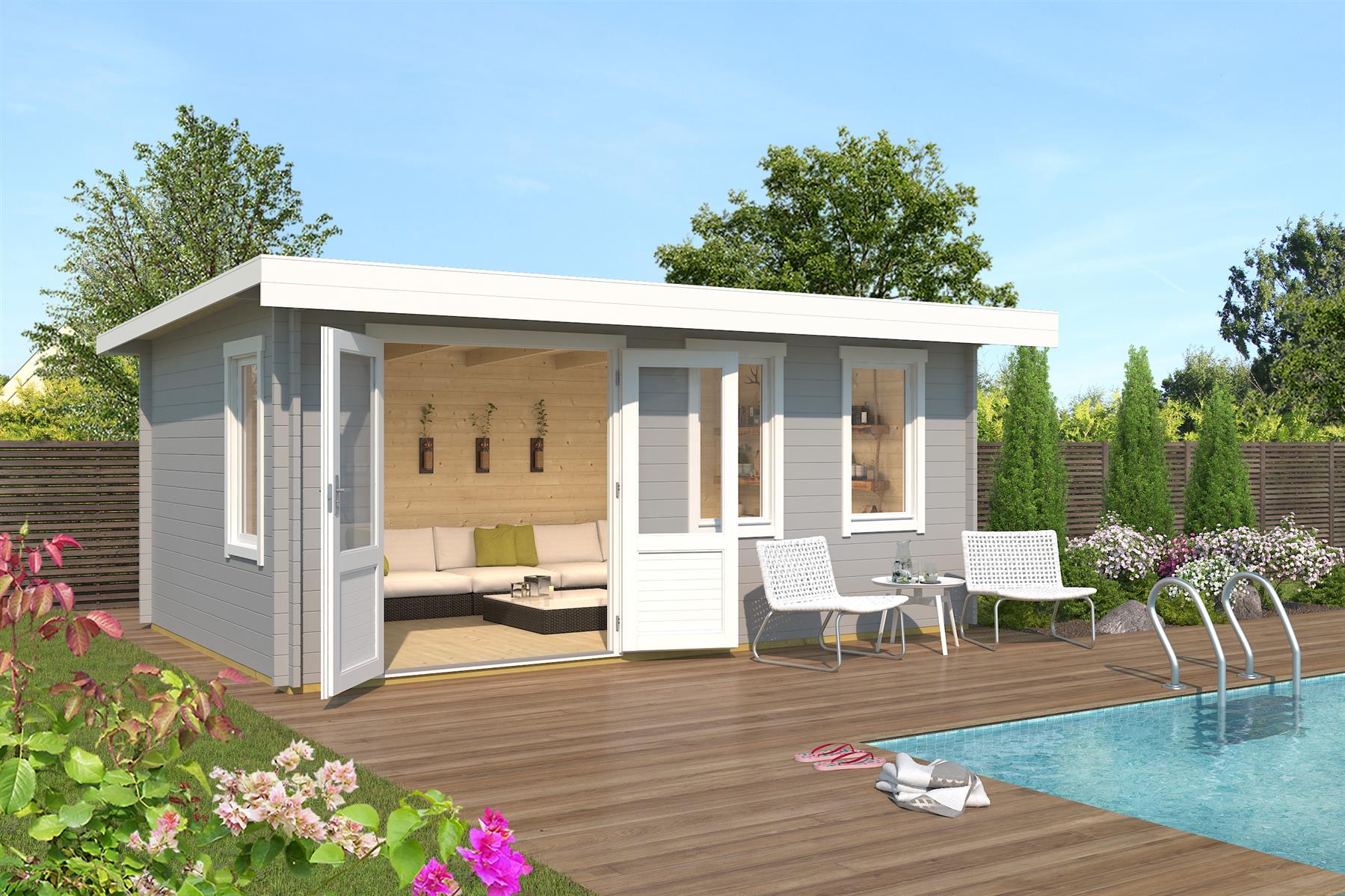 Lasita Maja Baruda 53 Gartenhaus Blockhaus 40 mm, 510 x 330, Lichtgrau Lasita Maja Baruda 53 Gartenhaus Blockhaus 40 mm, 510 x 330, Lichtgrau