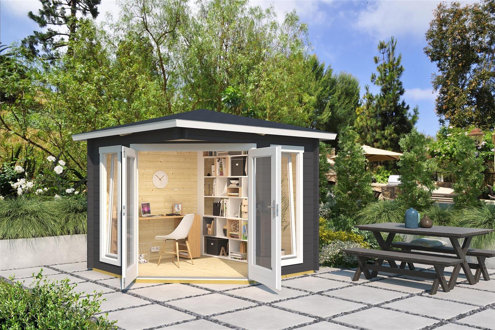 Lasita Maja Oban 40 Gartenhaus Blockhaus 40 mm, 239 x 239, Carbongrau Lasita Maja Oban 40 Gartenhaus Blockhaus 40 mm, 239 x 239, Carbongrau