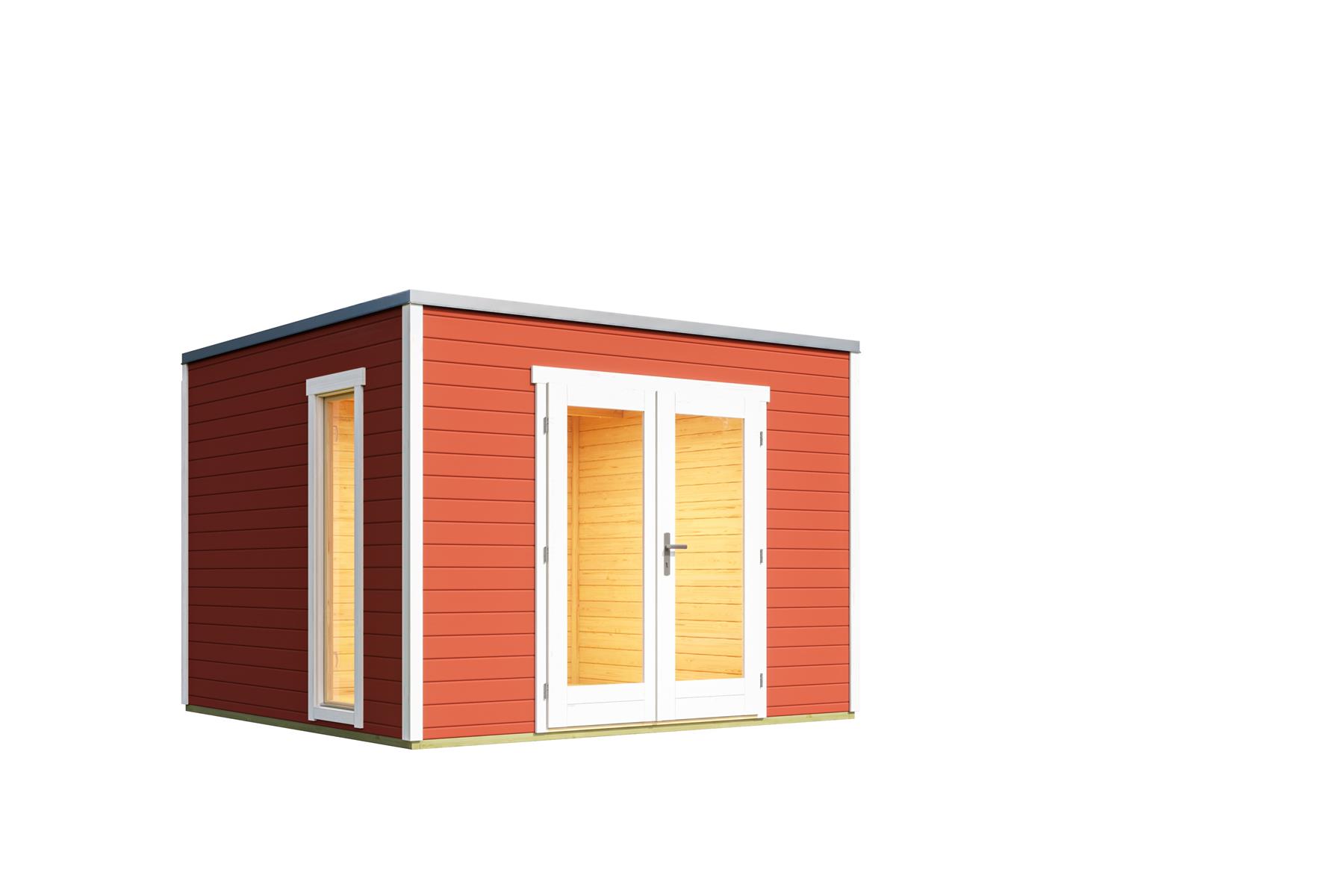 Lasita Maja Palermo 1 Holz-Gartenhaus Blockhaus 28mm, 294x300, Schwedenrot