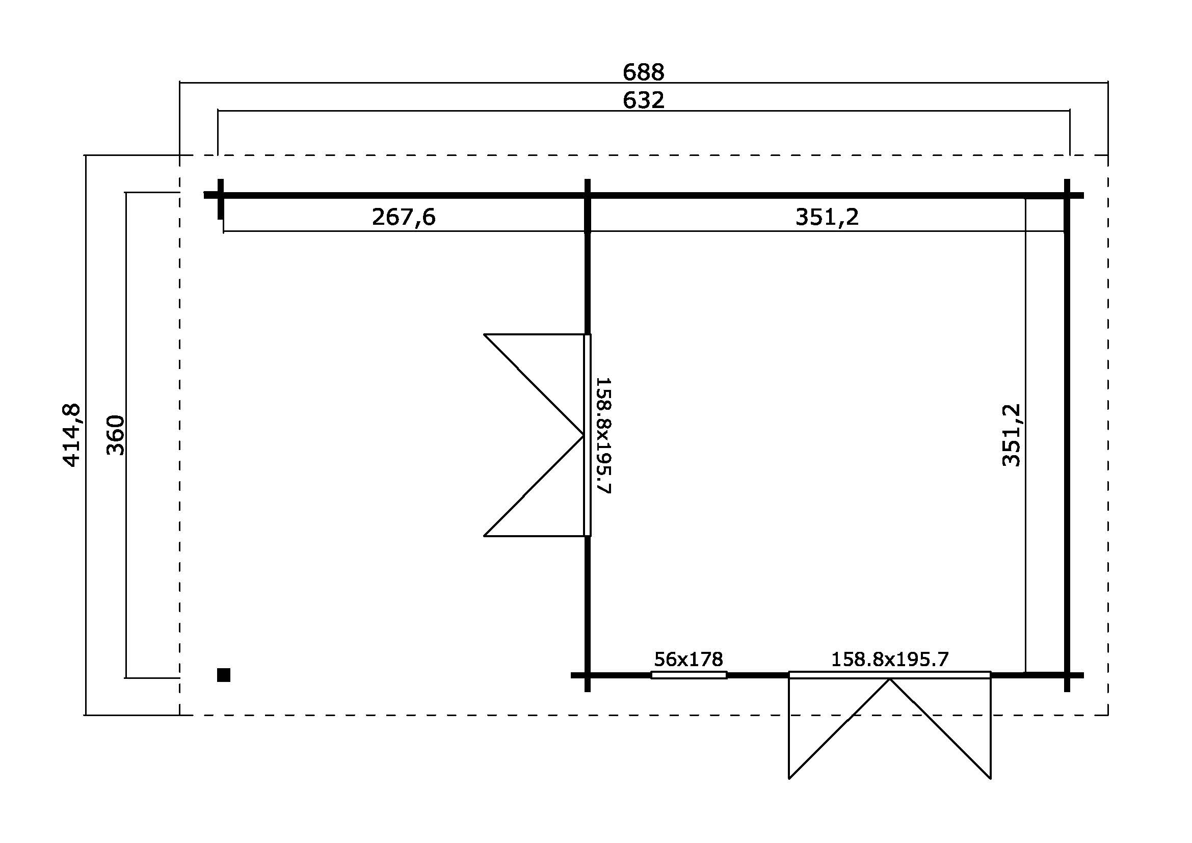 Lasita Maja Anders Gartenhaus Blockhaus 44mm mit Anbau, 360x360, Schwedenrot