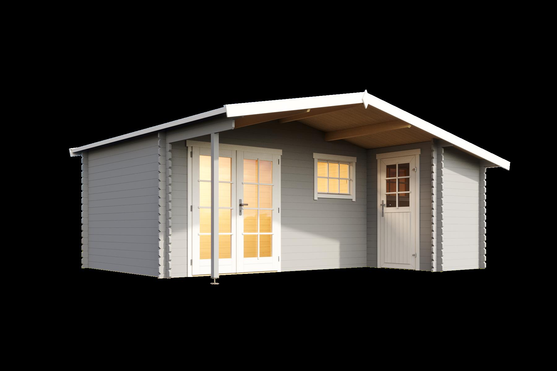 Lasita Maja Little Rock Gartenhaus Blockhaus 34mm 2-Raum, 510x430, Lichtgrau