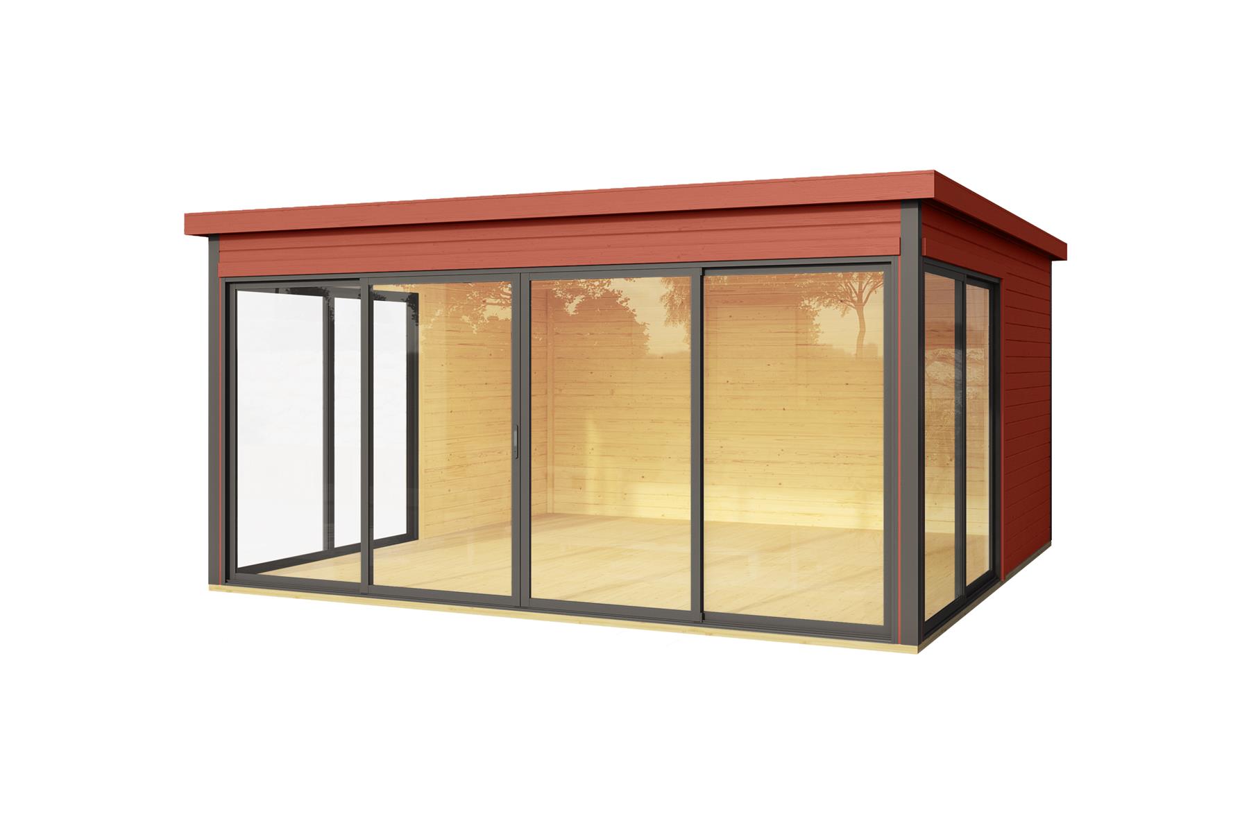 Lasita Maja Domeo 5 Gartenhaus Blockhaus 44 mm, 418 x 418, Schwedenrot