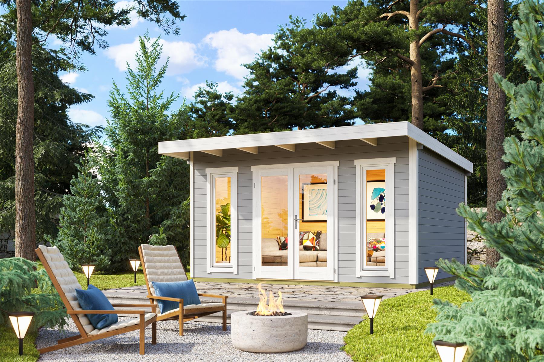 Lasita Maja Sicily 1 Gartenhaus Blockhaus 44 mm, 410x350, Lichtgrau Lasita Maja Sicily 1 Gartenhaus Blockhaus 44 mm, 410x350, Lichtgrau