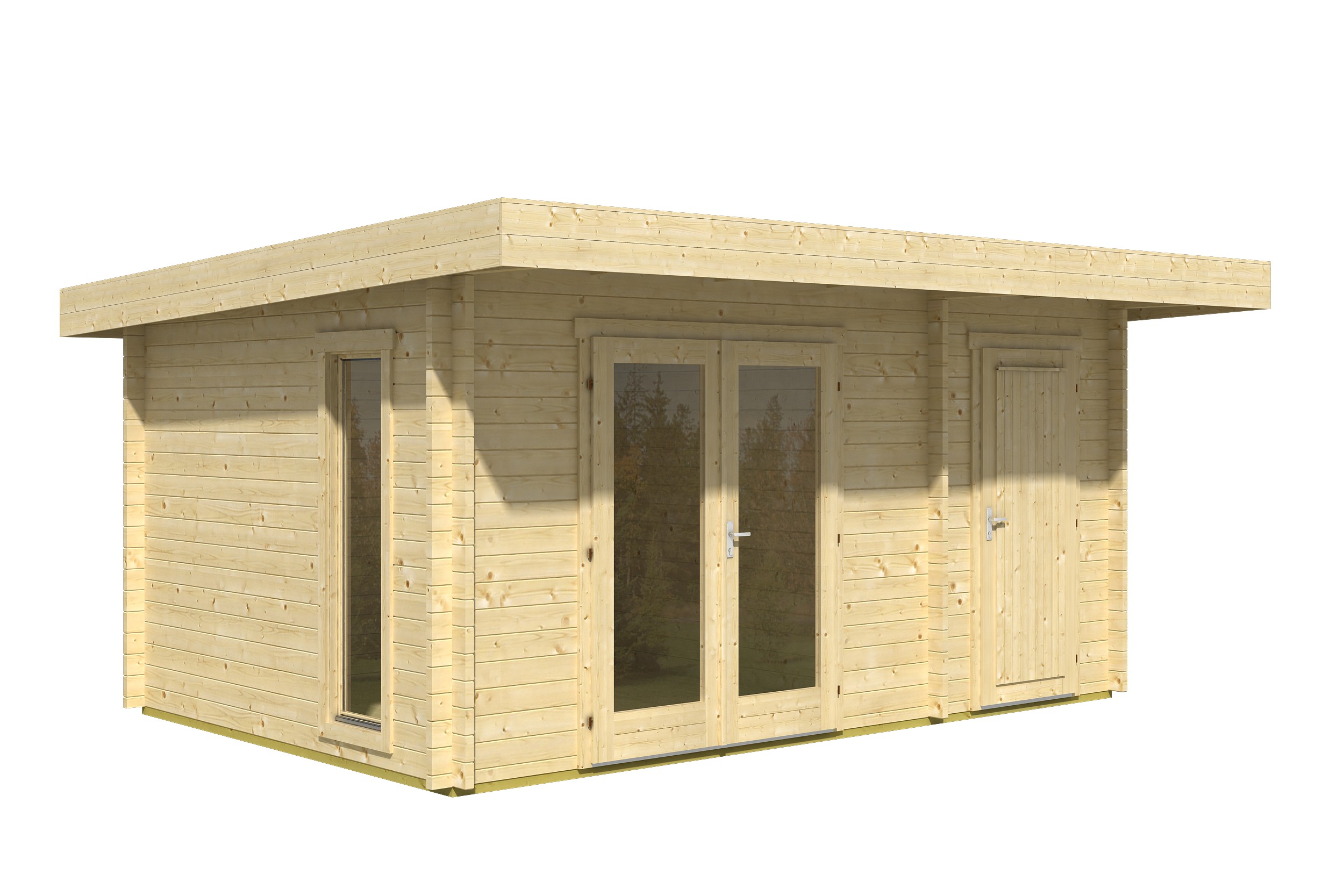 Lasita Maja Chameleon 44 Gartenhaus Blockhaus 44 mm 2-Raum, 450 x 300, Naturbelassen