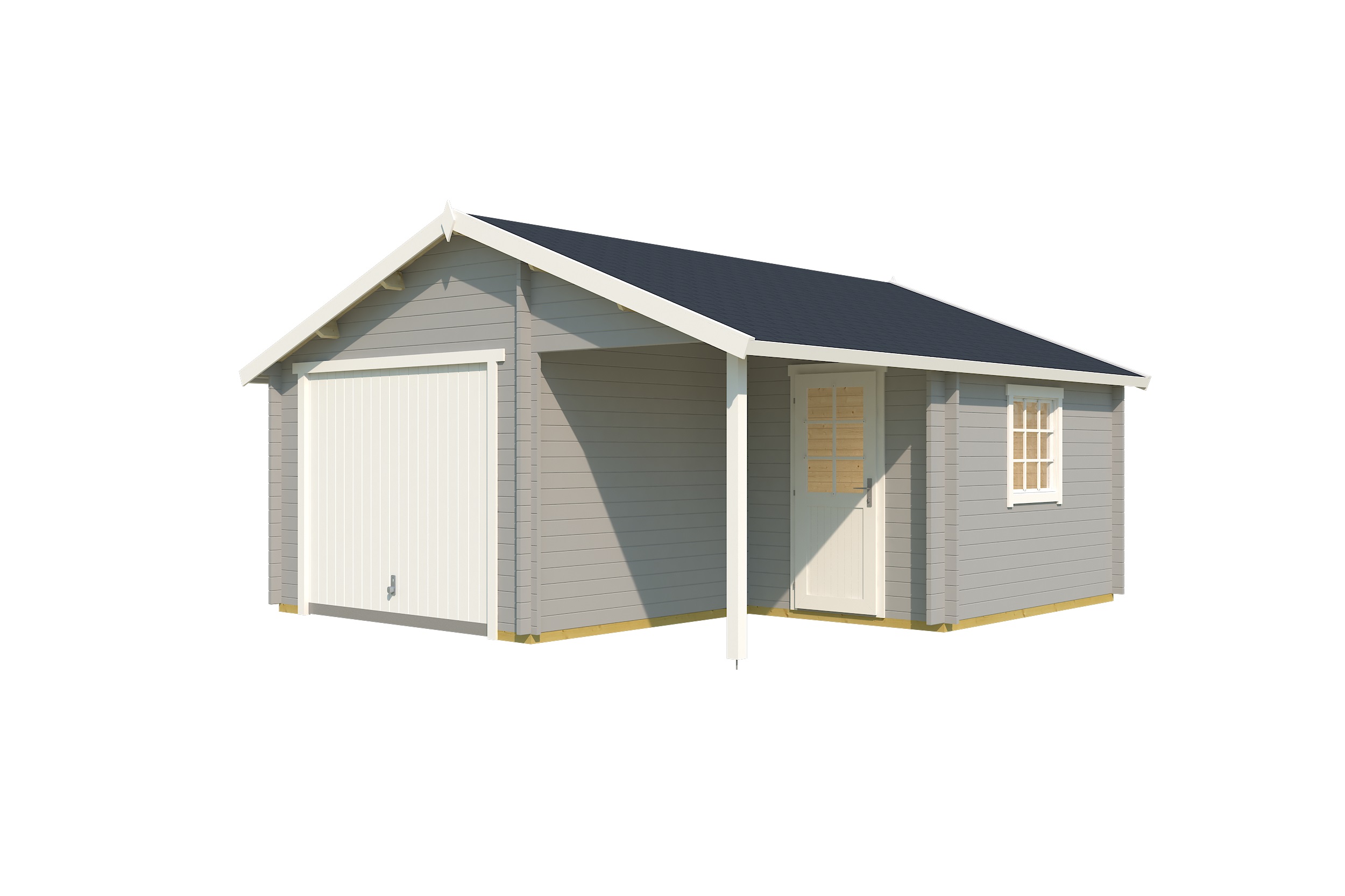 Lasita Maja Nevis Set mit Schwingtor Garage 44 mm, 500 x 550, Lichtgrau
