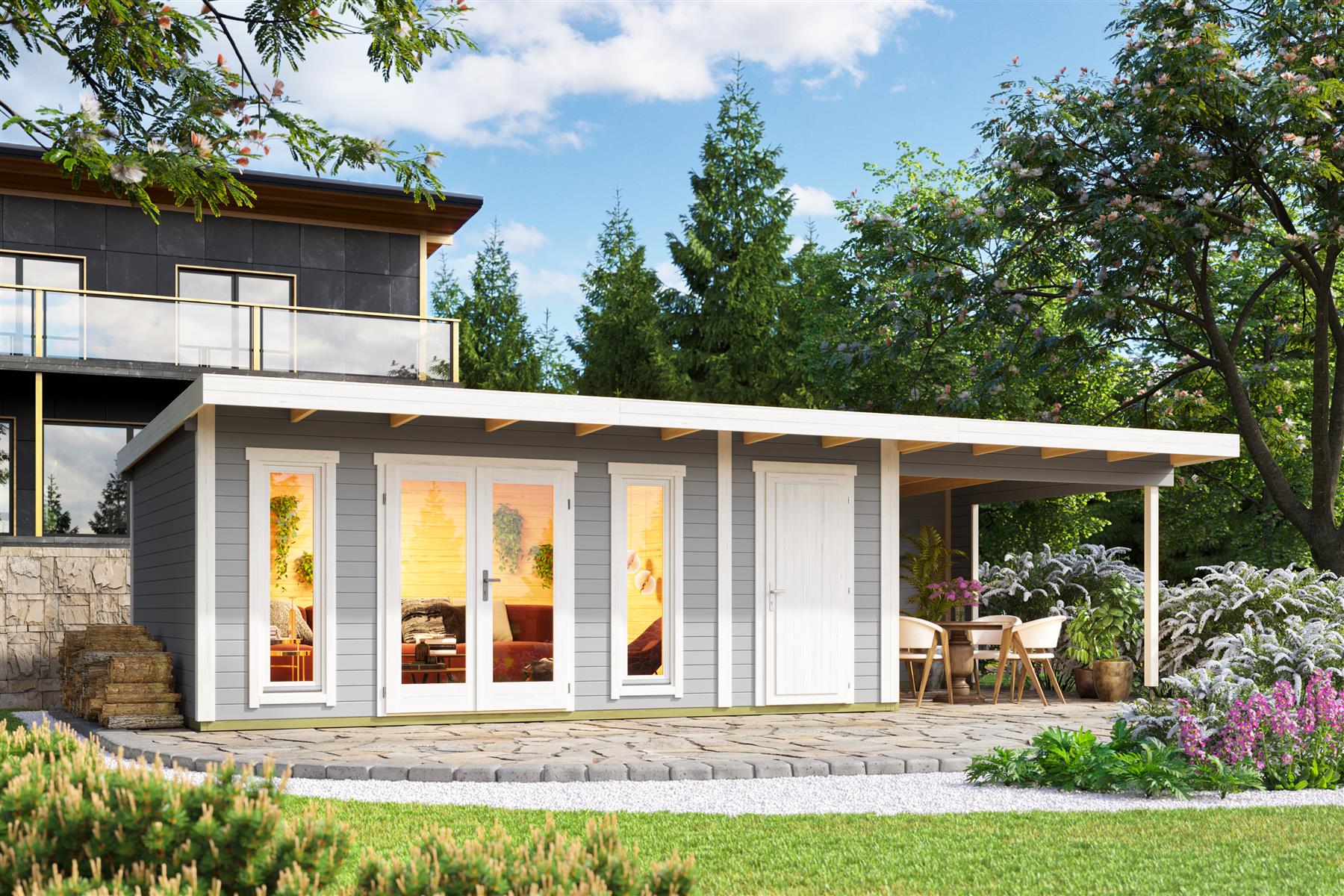 Lasita Maja Sicily Dachverlängerung Anbau für Sicily 44 mm, 300x350, Lichtgrau Lasita Maja Sicily Dachverlängerung Anbau für Sicily 44 mm, 300x350, Lichtgrau