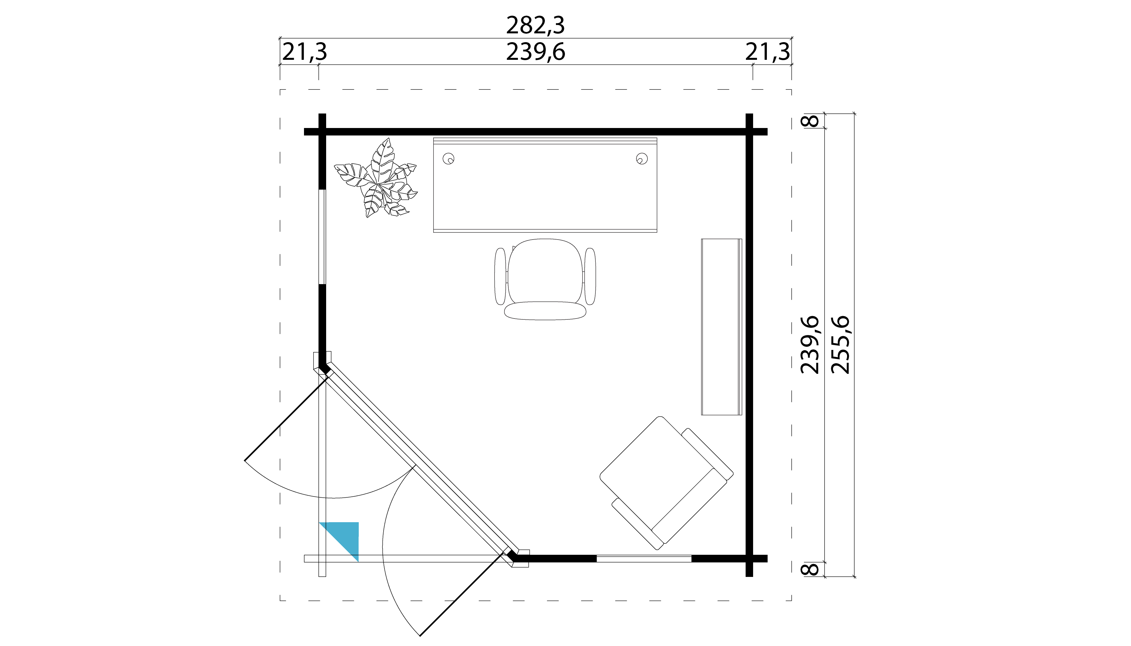 Lasita Maja Oban 40 Gartenhaus Blockhaus 40 mm, 239 x 239, Schwedenrot