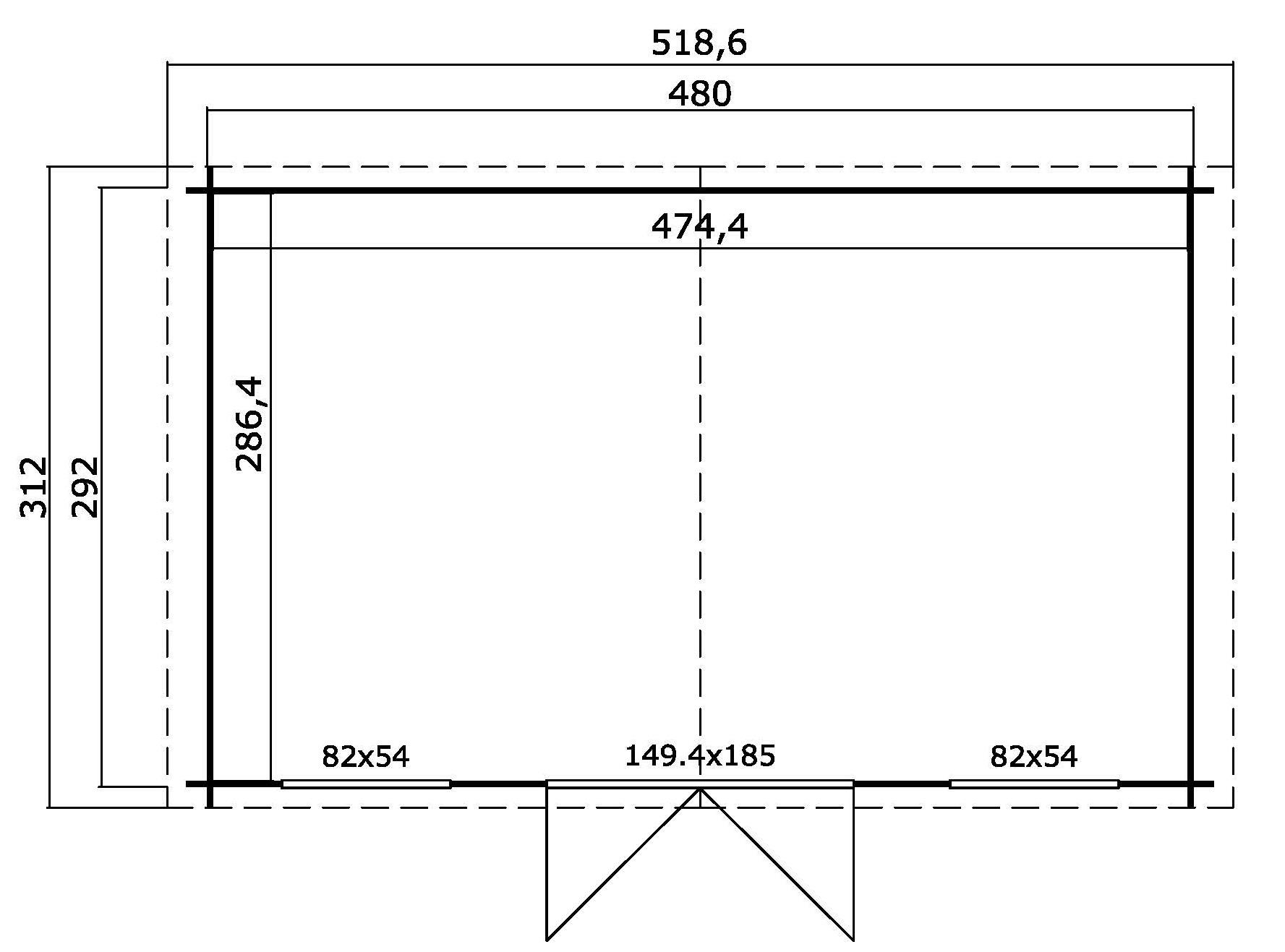 Lasita Maja Boston Holz-Gartenhaus Blockhaus 28mm, 480x292, Naturbelassen