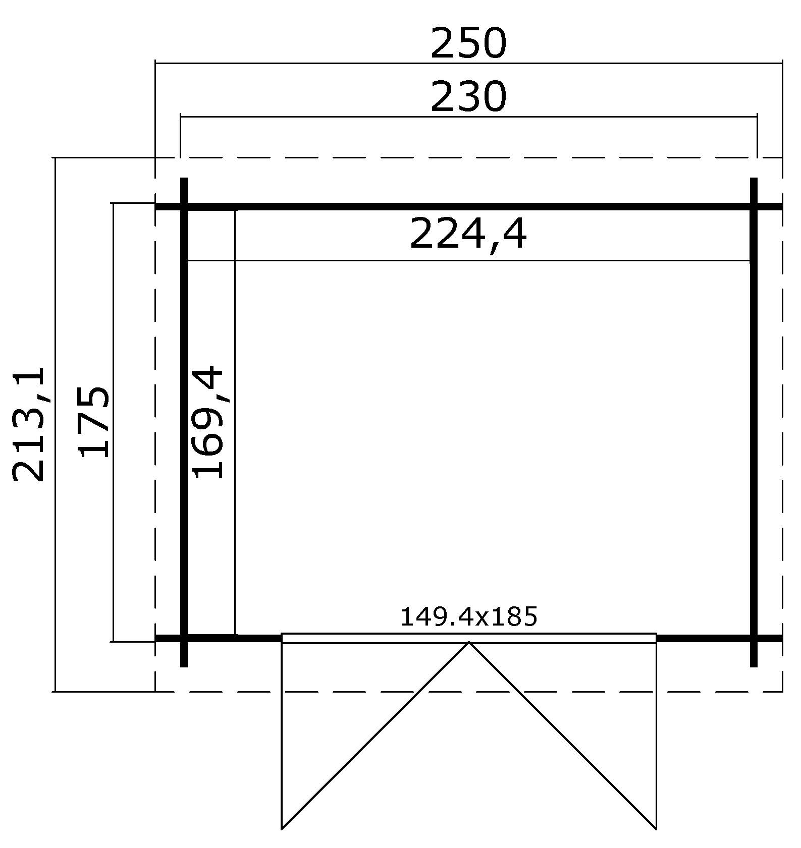 Lasita Maja Indi 175 Holz-Gartenhaus Blockhaus 28mm, 230x175, Carbongrau