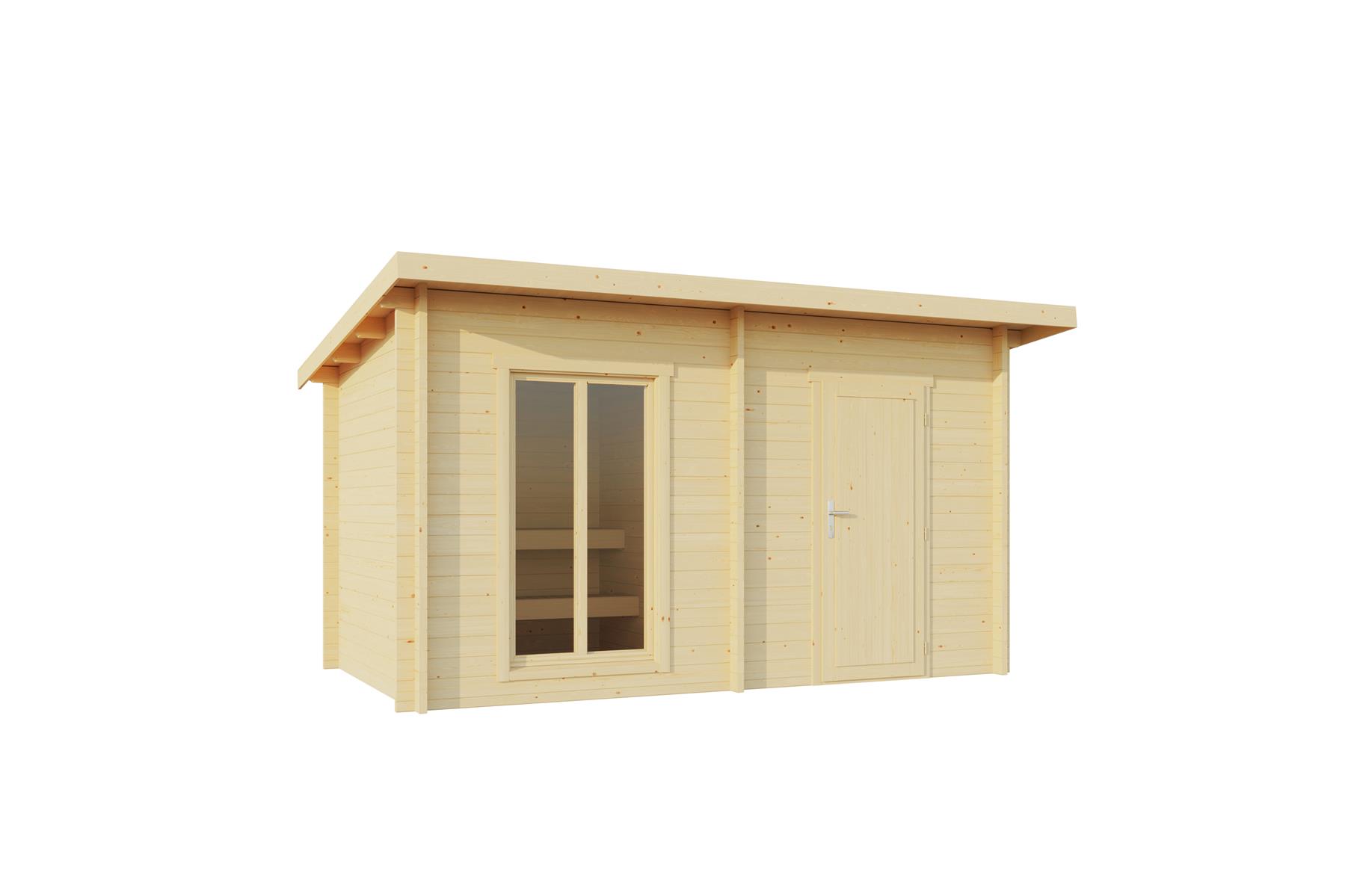 Lasita Maja Sundborn Gartenhaus Saunahaus 44mm 2-Raum, 400x220, Naturbelassen Lasita Maja Sundborn Gartenhaus Saunahaus 44mm 2-Raum, 400x220, Naturbelassen
