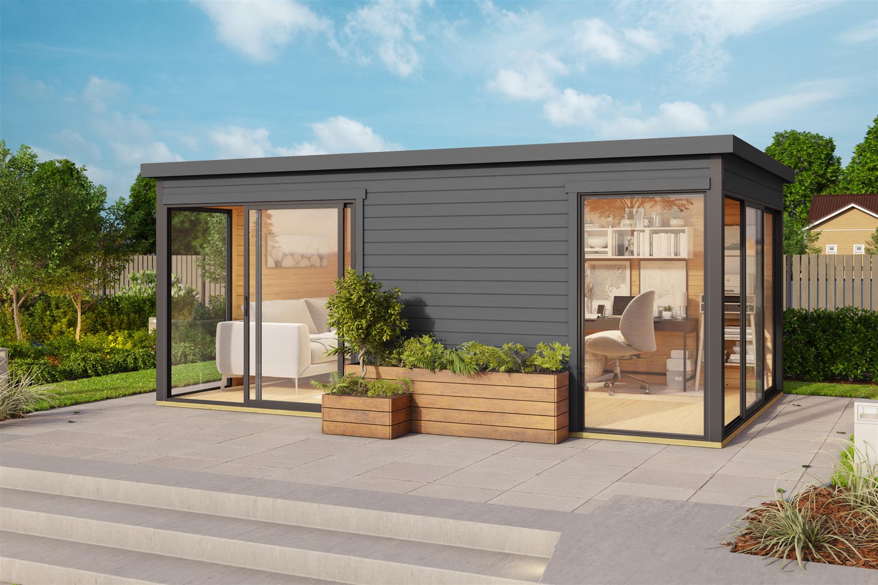 Lasita Maja Domeo 3 Gartenhaus Blockhaus 44 mm 2-Raum, 509 x 322, Carbongrau Lasita Maja Domeo 3 Gartenhaus Blockhaus 44 mm 2-Raum, 509 x 322, Carbongrau