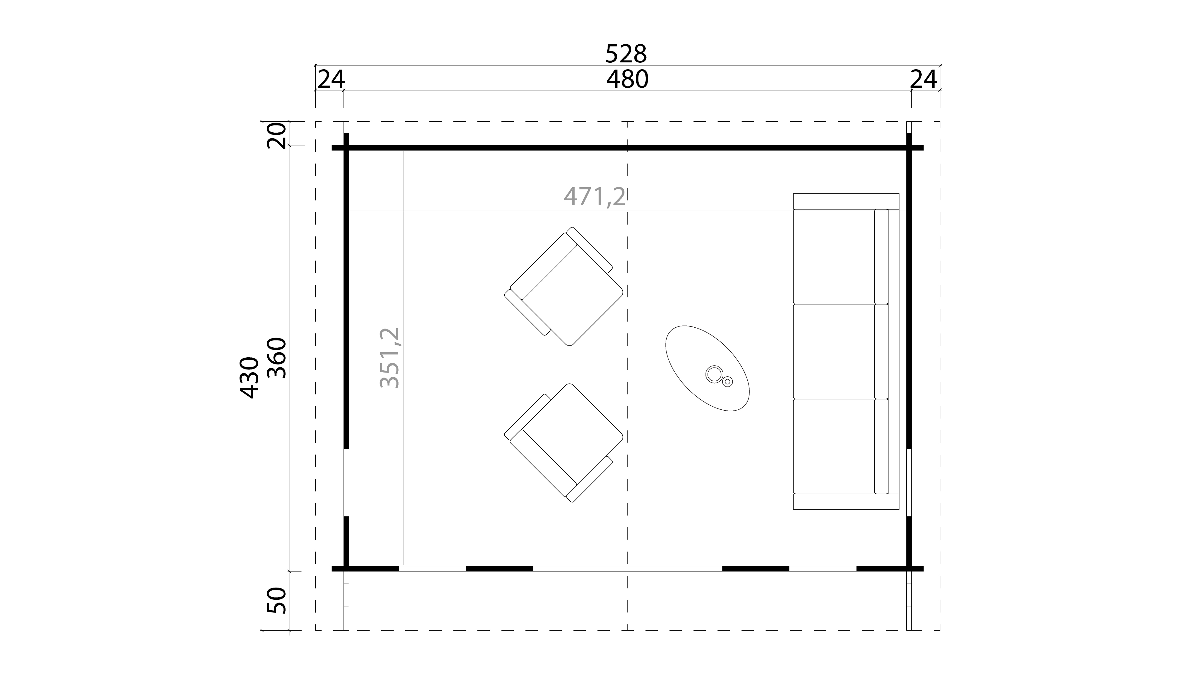 Lasita Maja Elgin 44 Set Silber Gartenhaus Blockhaus 44 mm, 480 x 360, Schwedenrot