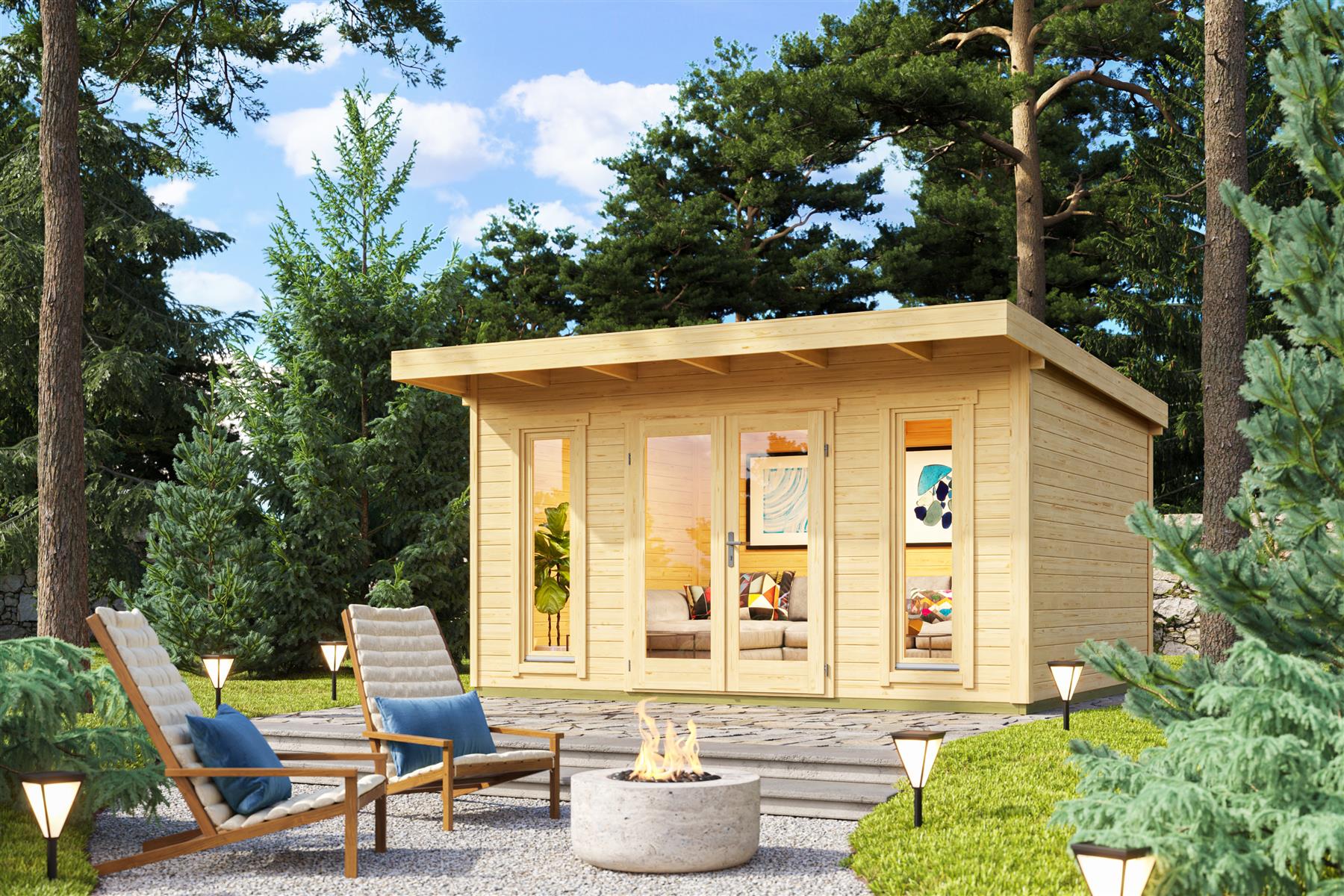 Lasita Maja Sicily 1 Gartenhaus Blockhaus 44 mm, 410x350, Naturbelassen Lasita Maja Sicily 1 Gartenhaus Blockhaus 44 mm, 410x350, Naturbelassen