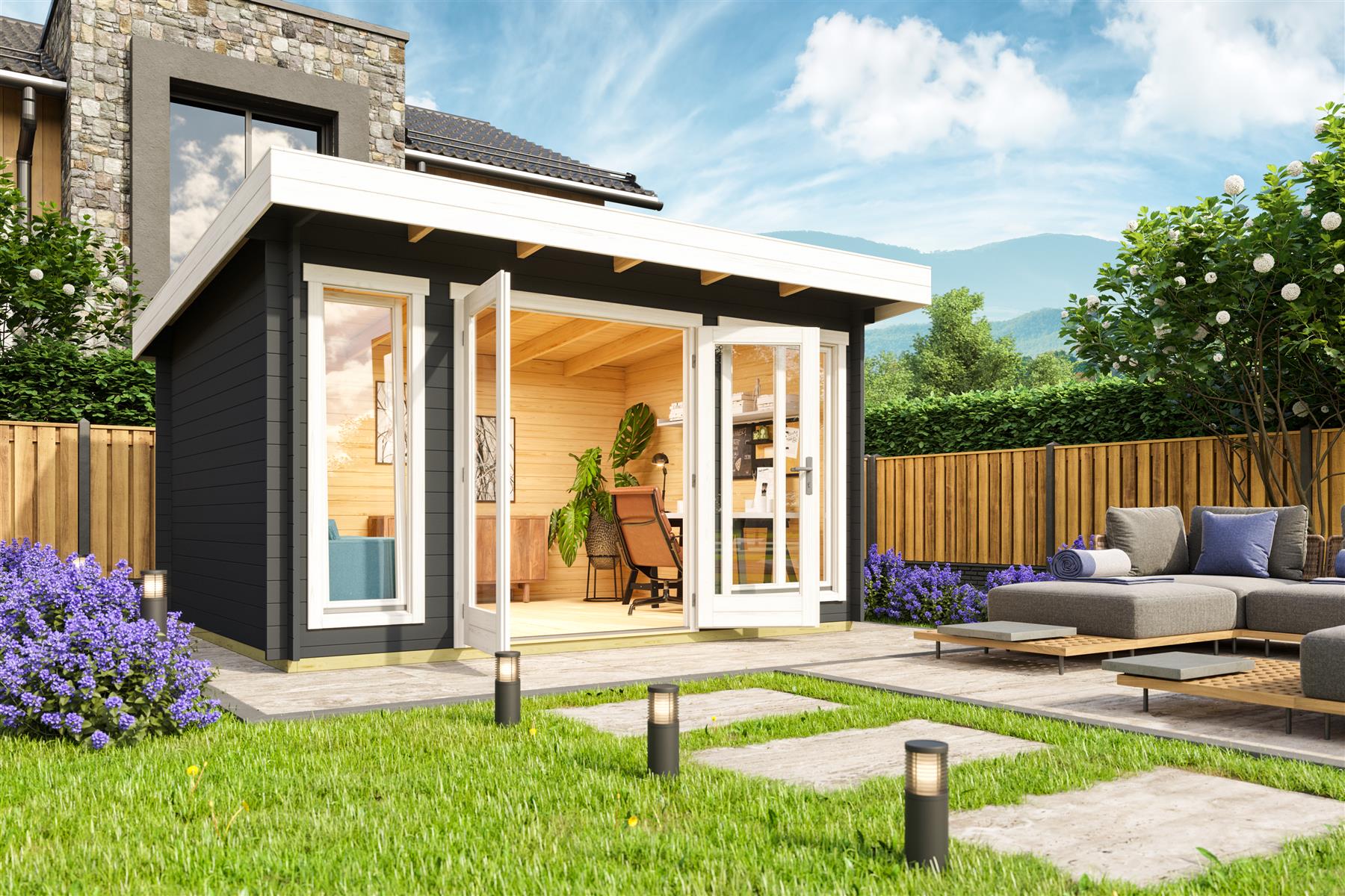 Lasita Maja Dorset 2 Gartenhaus Blockhaus 34 mm, 390 x 300, Carbongrau Lasita Maja Dorset 2 Gartenhaus Blockhaus 34 mm, 390 x 300, Carbongrau
