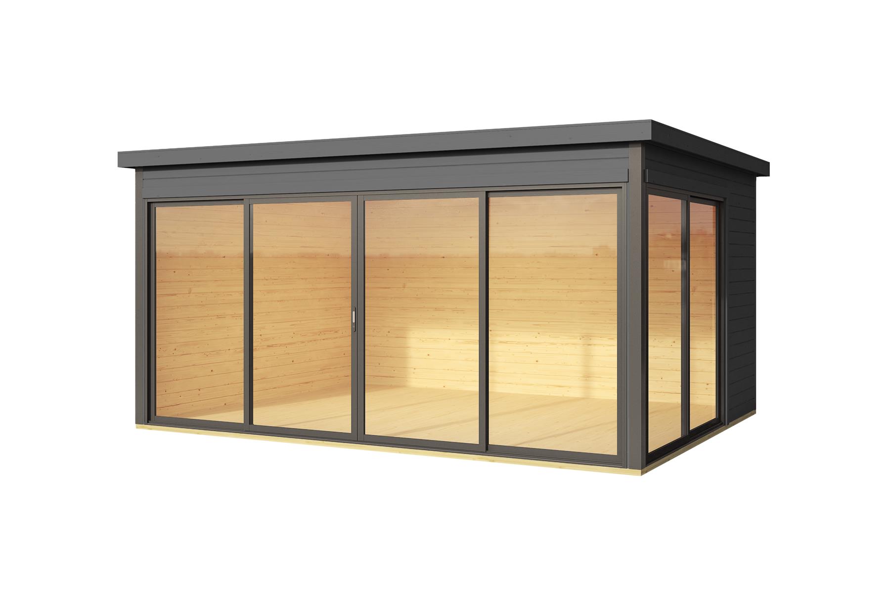 Lasita Maja Domeo 4 Gartenhaus Blockhaus 44 mm, 418 x 322, Carbongrau