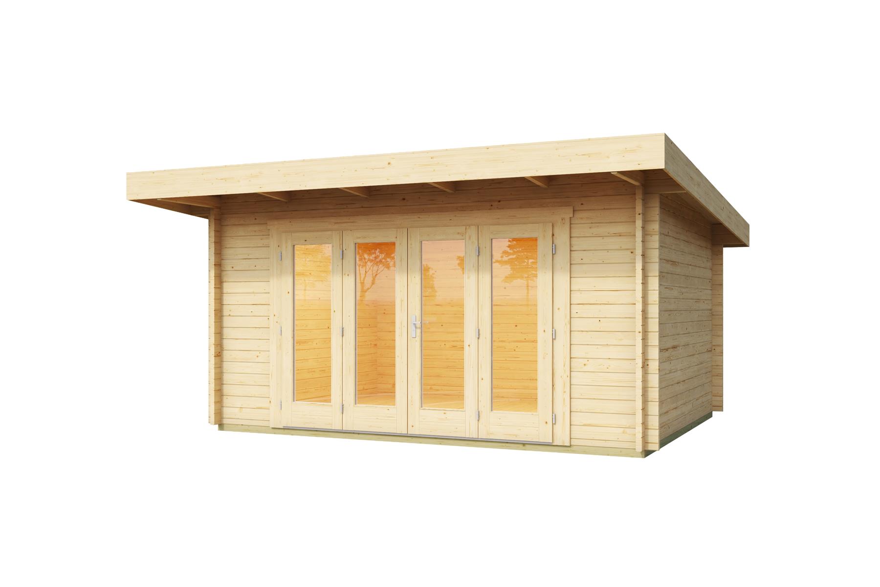 Lasita Maja Sussex 1 Gartenhaus Blockhaus 44 mm mit Vordach, 390 x 300, Naturbelassen Lasita Maja Sussex 1 Gartenhaus Blockhaus 44 mm mit Vordach, 390 x 300, Naturbelassen