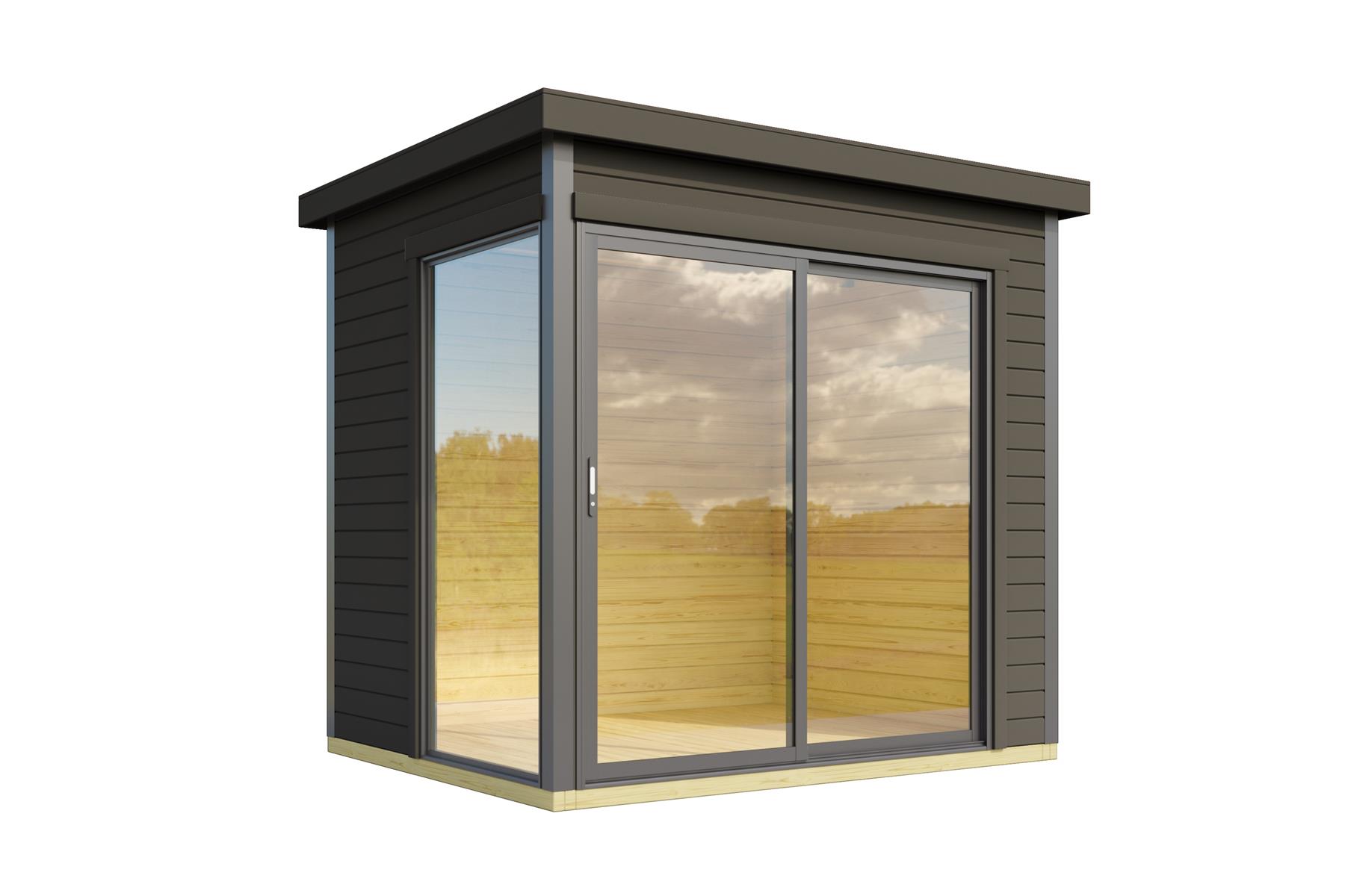 Lasita Maja Domeo Mini Gartenhaus Blockhaus 44 mm, 250 x 200, Carbongrau