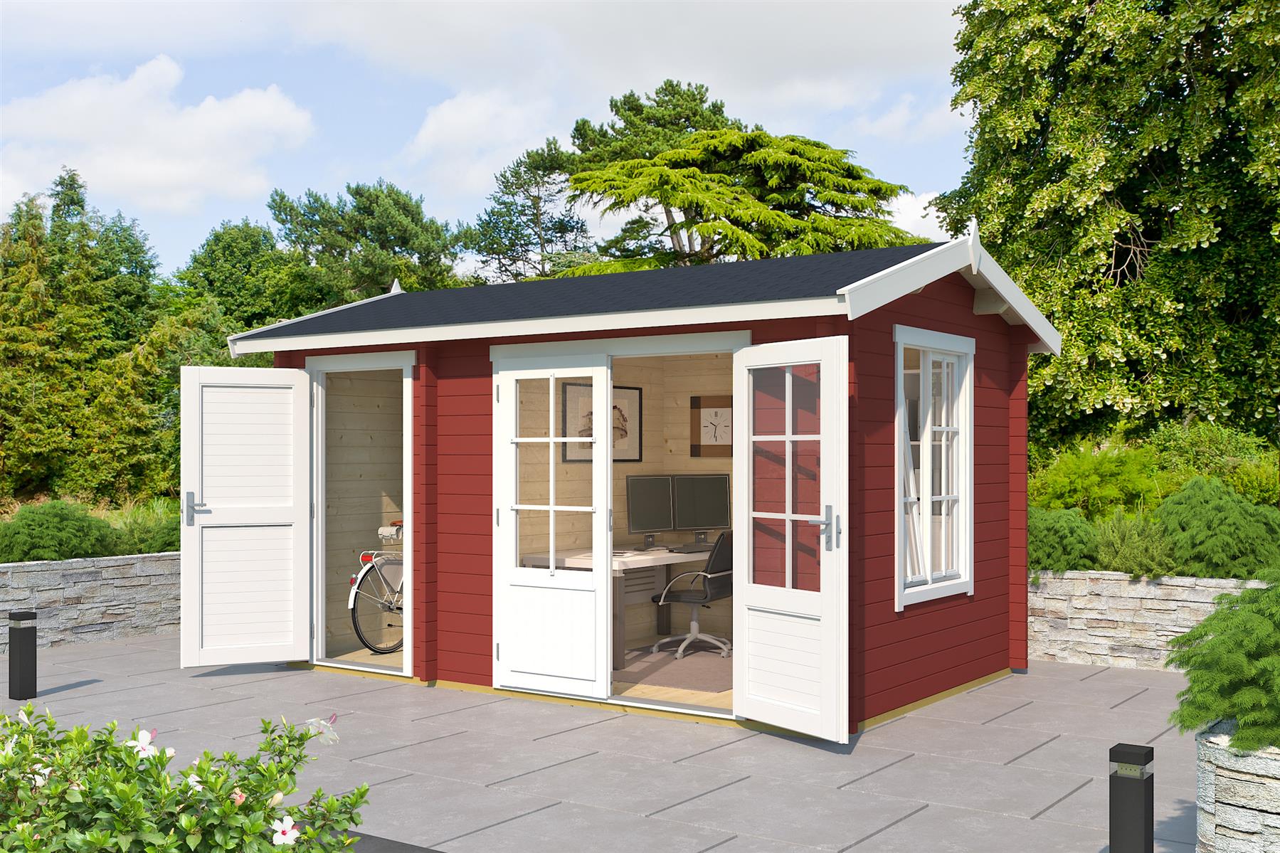 Lasita Maja Wrexham 1 Gartenhaus Blockhaus 44 mm 2-Raum, 390 x 240, Schwedenrot Lasita Maja Wrexham 1 Gartenhaus Blockhaus 44 mm 2-Raum, 390 x 240, Schwedenrot
