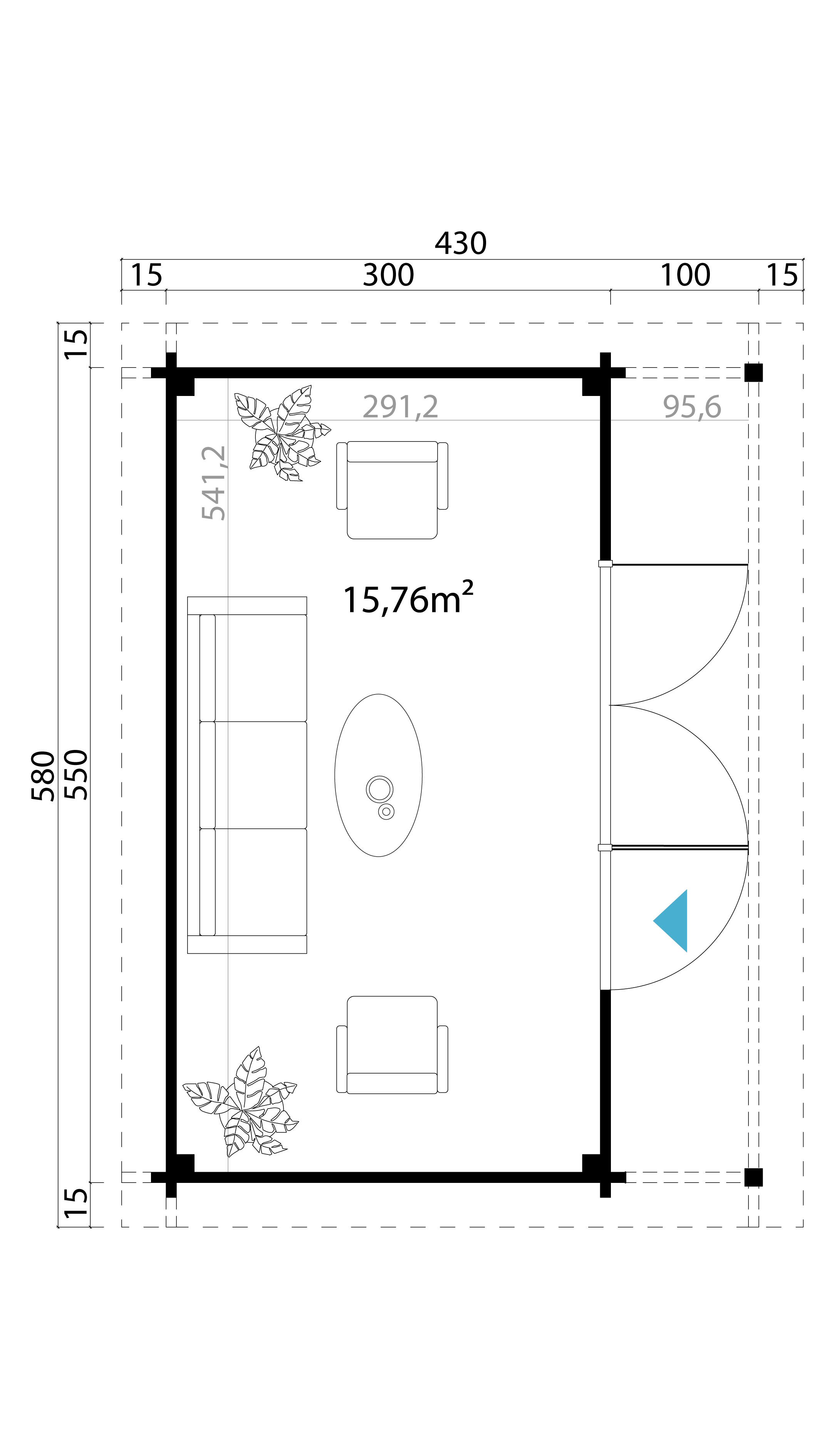 Lasita Maja Liverpool 3 Ferienhaus 44mm, Terrasse mit Geländer, 550x300, Naturbelassen Lasita Maja Liverpool 3 Ferienhaus 44mm, Terrasse mit Geländer, 550x300, Naturbelassen